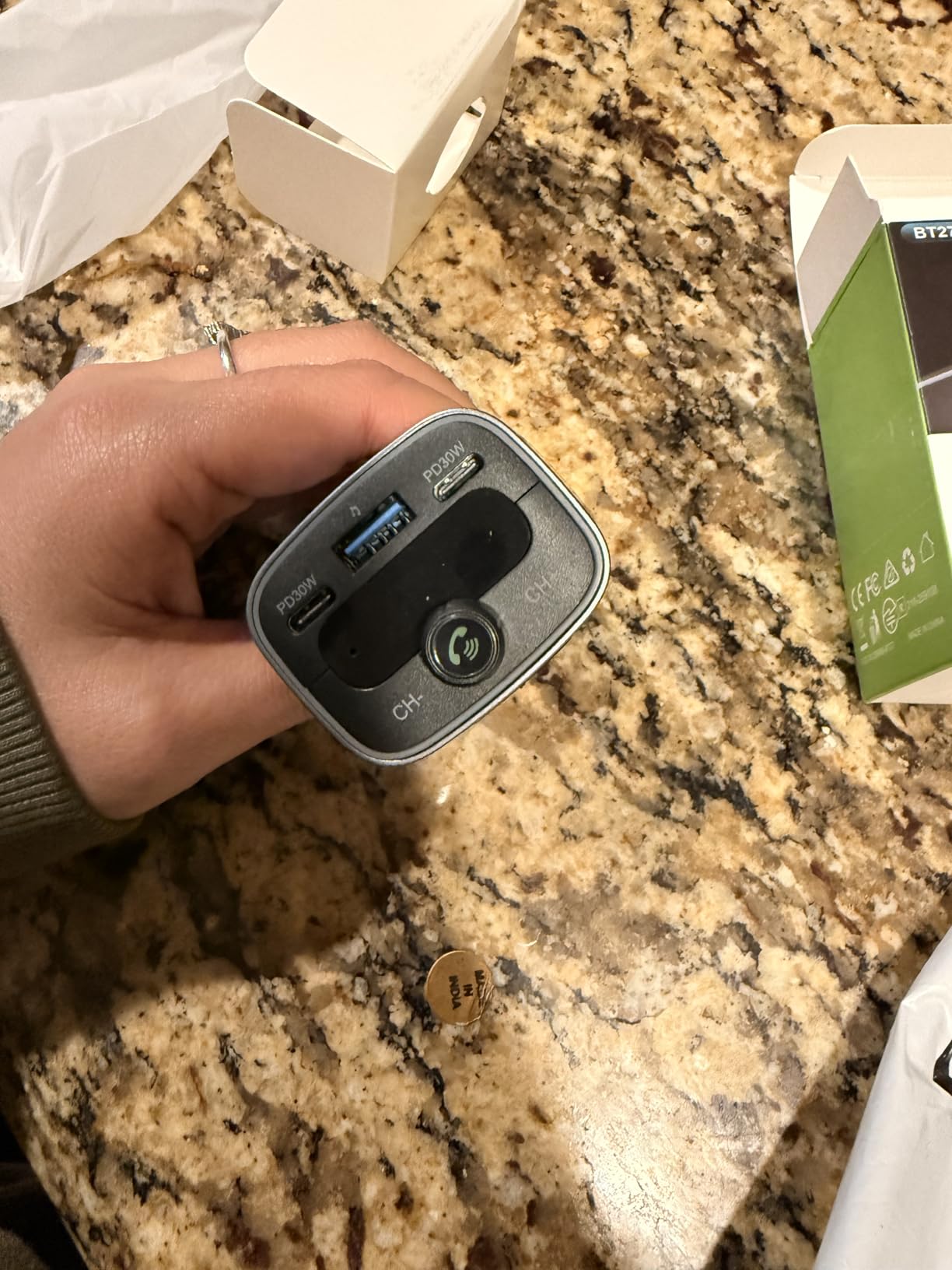 Bluetooth 5.4 Car Adapter 60W Charging USB Bluetooth Adapter for Car,Wireless Fm Transmitter Radio,Handsfree Calling and Audio Receiver,HiFi Music Player,7 Colors LED Backlit customer photo 2