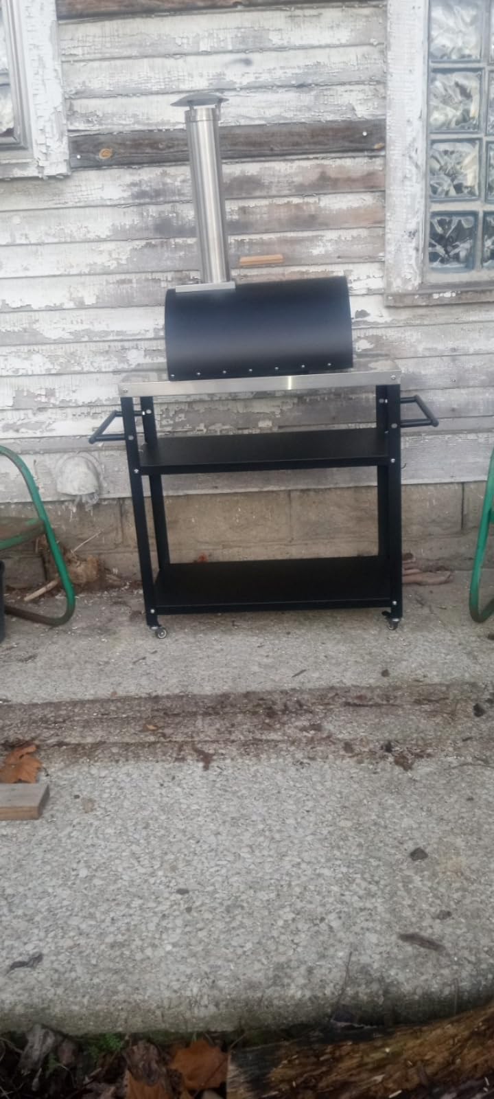 Outdoor Grill Cart Bar Cart with Storage Cabinet for Grilling Accessories, XL Portable Outdoor Grill Table with Stainless Steel Top for Kitchen Prep, Lawn & Garden (Black) customer photo 2