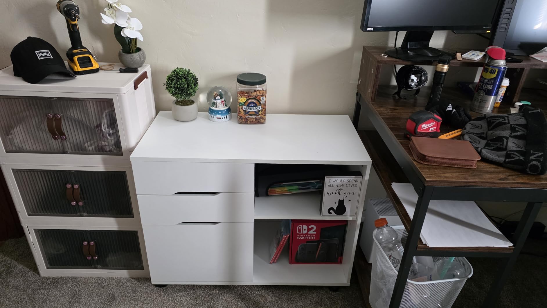 DUMOS Lateral File Cabinet with 3 Drawers Rolling Filing Cabinets Under Desk Storage Printer Stand Wood Organizer with Wheels Adjustable Shelf for Office Home Small Space, Brown customer photo 2