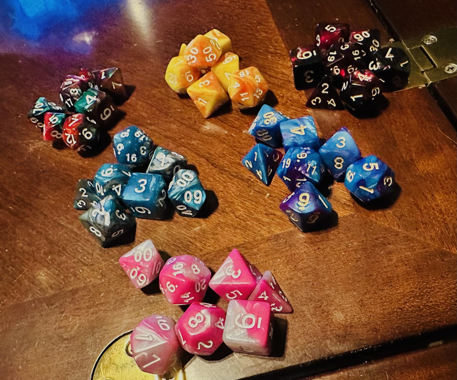 QMay 35 Sets Polyhedral Dice - 35 X 7 (245 Pieces) DND Dice with a D&D Dice Large Drawstring Bag, 35 Colors D4 D6 D8 D10 D% D12 D20, Great for Dungeons and Dragons, RPG, MTG,Role Playing Table Games customer photo 1