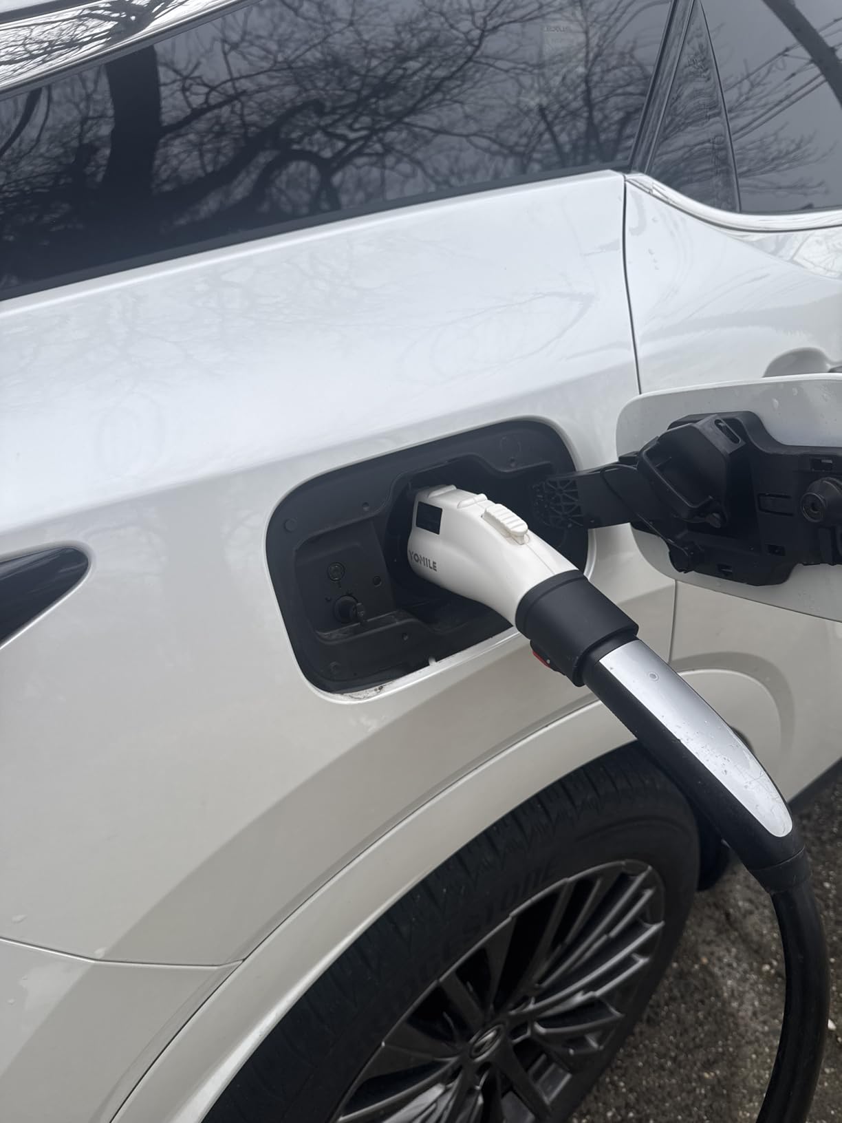 Adapter for Tesla to J1772 EV Charger, Max 60A 250V EV Charge with Press-Safety-Lock, for NACS to J1772 Charging Adapter Compatible with Tesla Wall Connector/Destination/Mobile Charger (White) customer photo 1