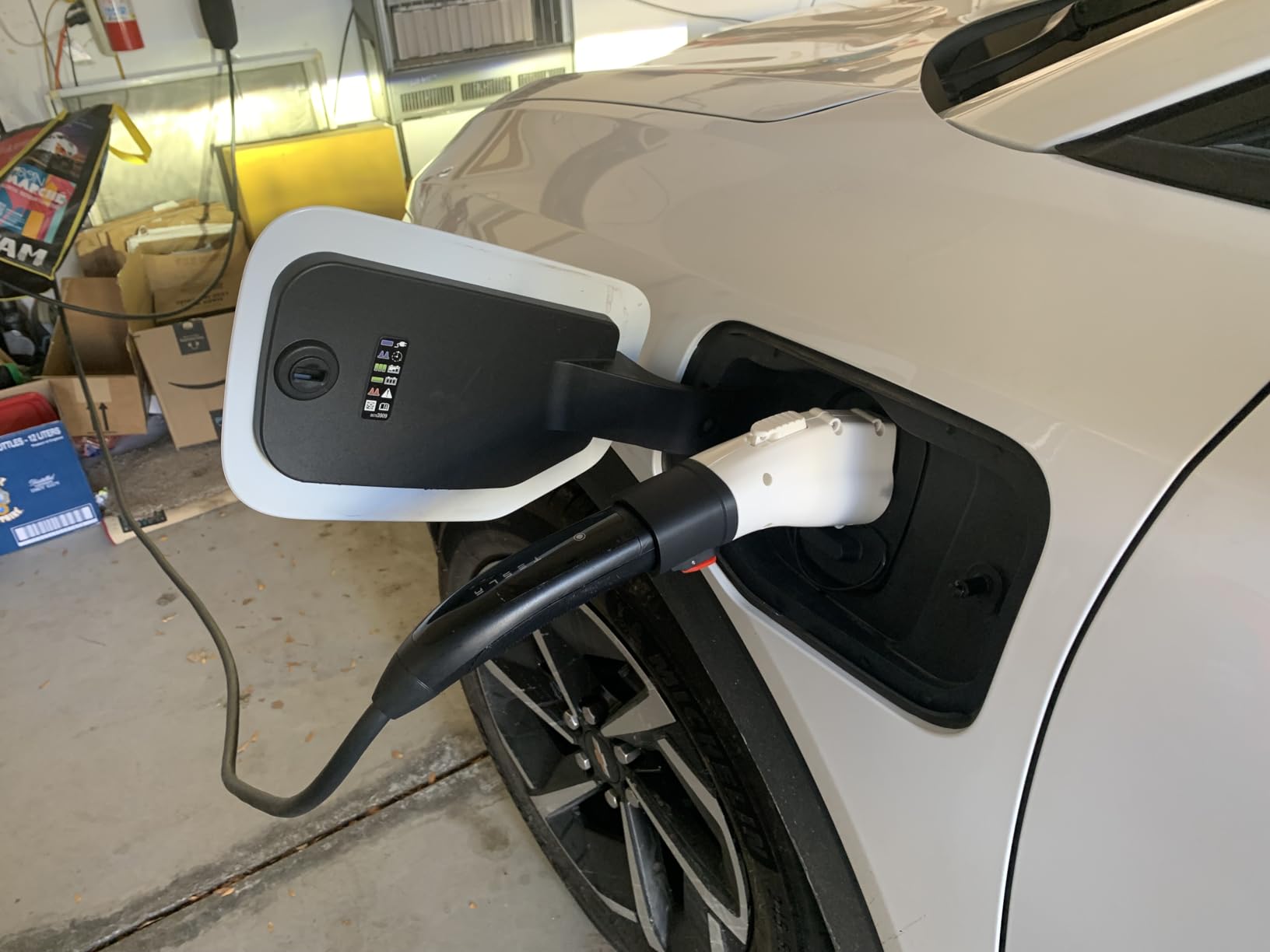 Adapter for Tesla to J1772 EV Charger, Max 60A 250V EV Charge with Press-Safety-Lock, for NACS to J1772 Charging Adapter Compatible with Tesla Wall Connector/Destination/Mobile Charger (White) customer photo 2