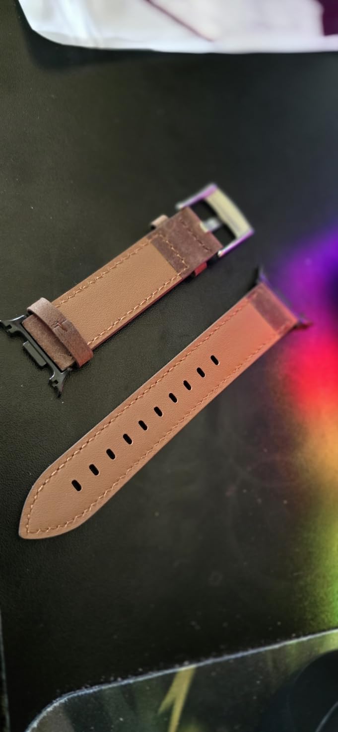 Genuine Leather Band Compatible with Samsung Galaxy Watch 8 40mm/44mm/Classic 46mm 2025, Premium Leather Replacement Wristband Strap for Galaxy Watch8/Classic customer photo 2