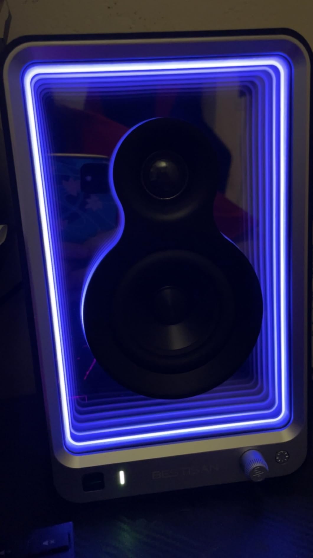 BESTISAN 50W*2 Active Bookshelf Speakers with Dynamic Light Effect, 3