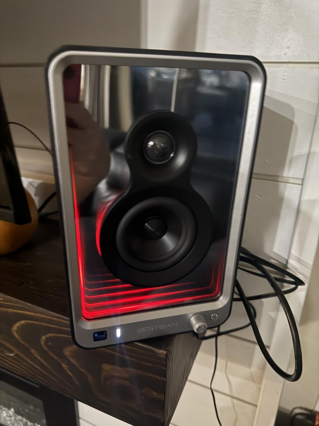 BESTISAN 50W*2 Active Bookshelf Speakers with Dynamic Light Effect, 3