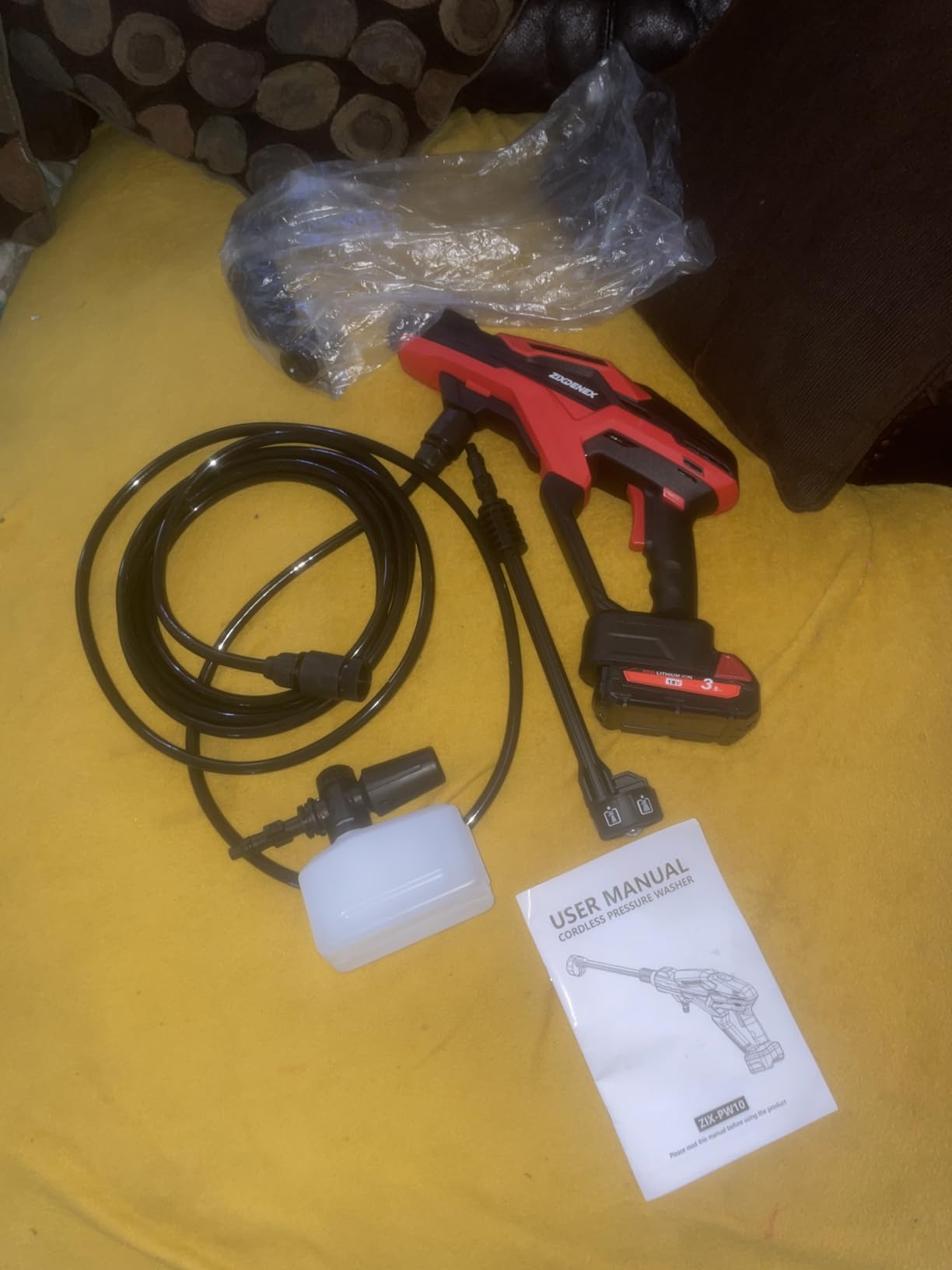 Cordless Pressure Washer for Milwaukee 18/20V Battery, 800 PSI Portable Handheld Power Washer with Brushless Motor, 6-in-1 Nozzle, 3 Level Adjustable for Car Yard Fence Clean (Battery Not Included) customer photo 1