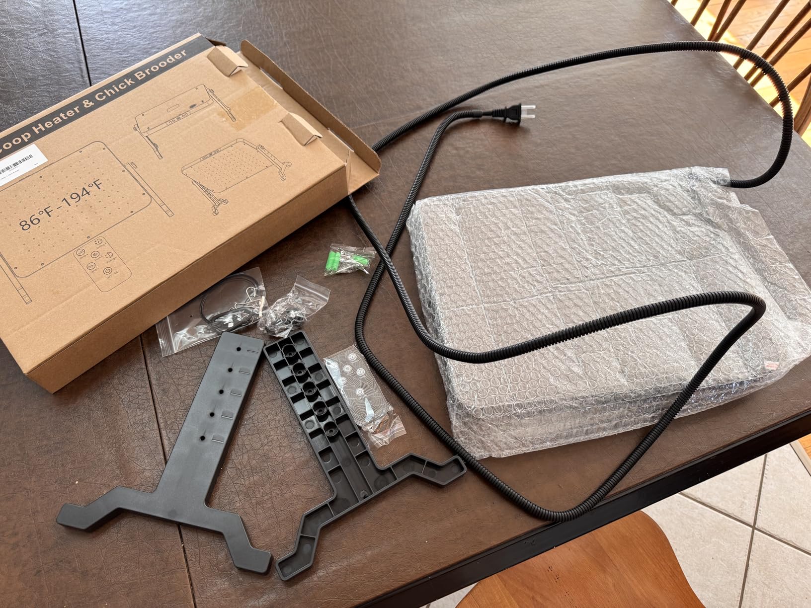 Smart Brooder Heating Plate, 2-in-1 Chicken Coop Heater & Chick Brooder, 200W Rapid Radiant Heat with Adjustable Temp 86~194F & Timer & Height & Angle, Peck-Resistant Power Cord, ETL/UL Certified Safe customer photo 1