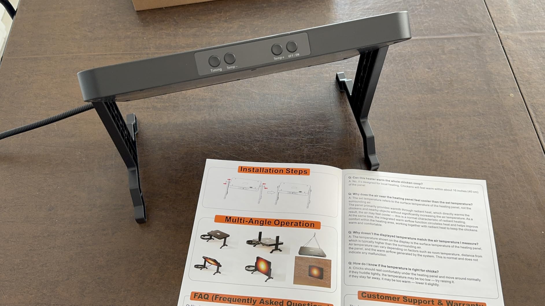 Smart Brooder Heating Plate, 2-in-1 Chicken Coop Heater & Chick Brooder, 200W Rapid Radiant Heat with Adjustable Temp 86~194F & Timer & Height & Angle, Peck-Resistant Power Cord, ETL/UL Certified Safe customer photo 2