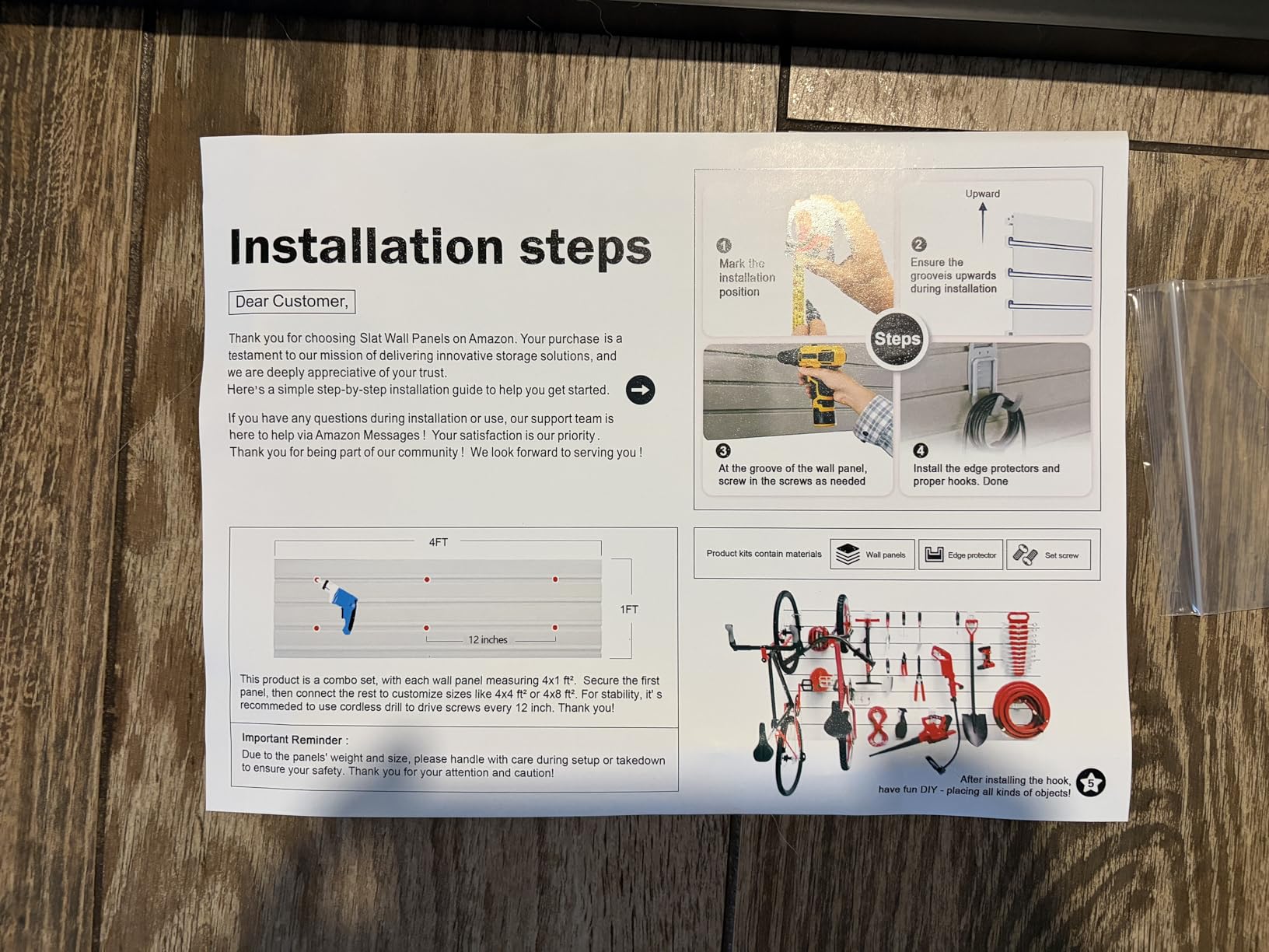 4'x8' PVC Slat Wall Paneling, High Load Capacity Slatwall Panel, Cuttable & Moisture-Proof & Flame Retardant, Heavy Duty Black Garage Slatwall Panes Storage Systems for Garage Workshop Storage customer photo 1