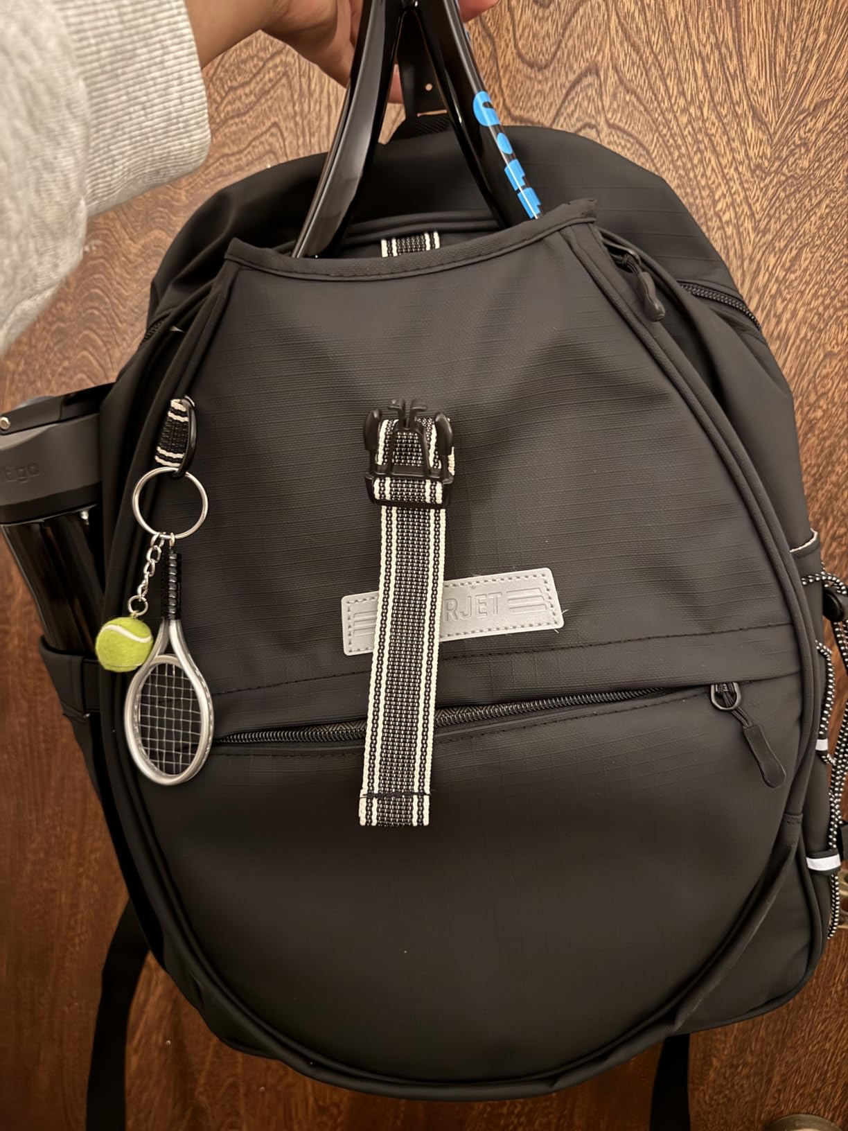 Tennis Backpack with 2 Rackets Holder, Water-Resistant PU Leather Tennis Racket Bag for Women & Men, Sling Crossbody Sports Backpack for Tennis, Pickleball & Badminton, Tennis Gifts customer photo 1