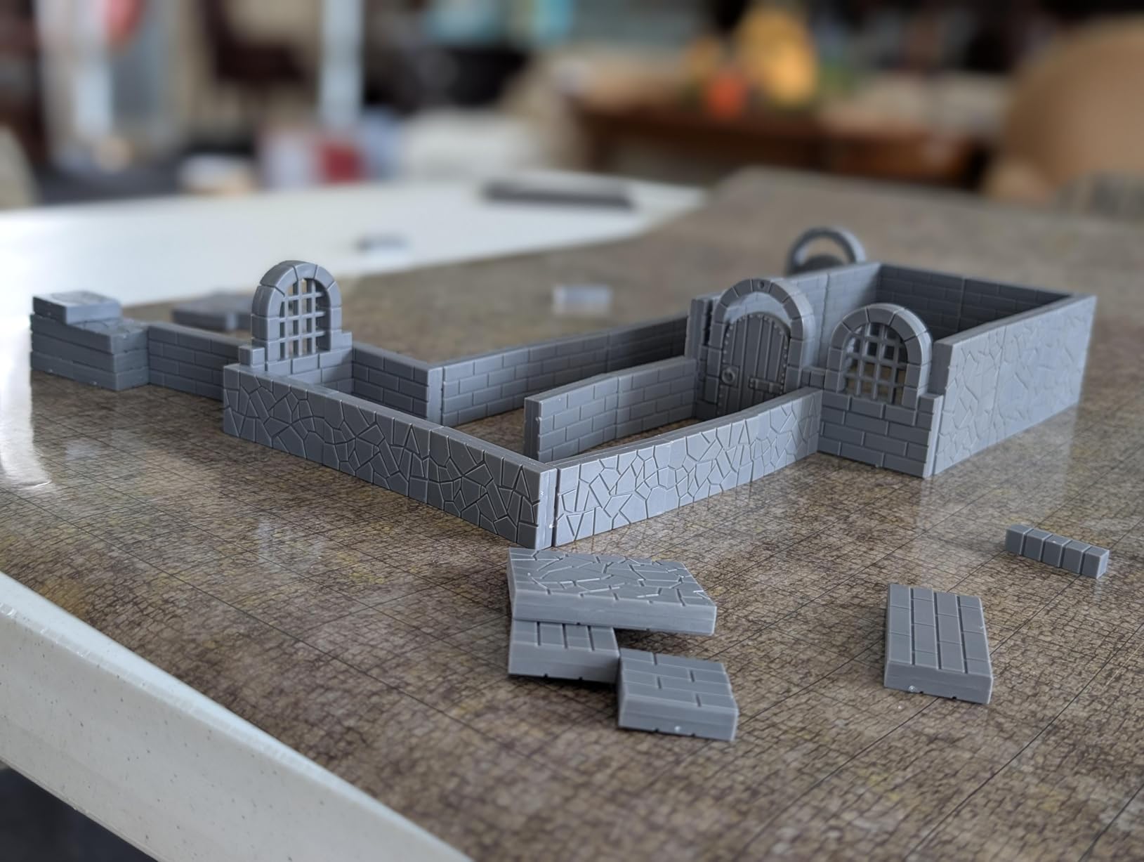 CZYY Magnetic Dungeon Tiles Set - 58 PCS Modular & Paintable Terrain Kit with Double-Sided Textured Floors, Doors & Windows - Build 3D Battle Maps for DND, Wargames & Tabletop RPGs (Basic Set) customer photo 1