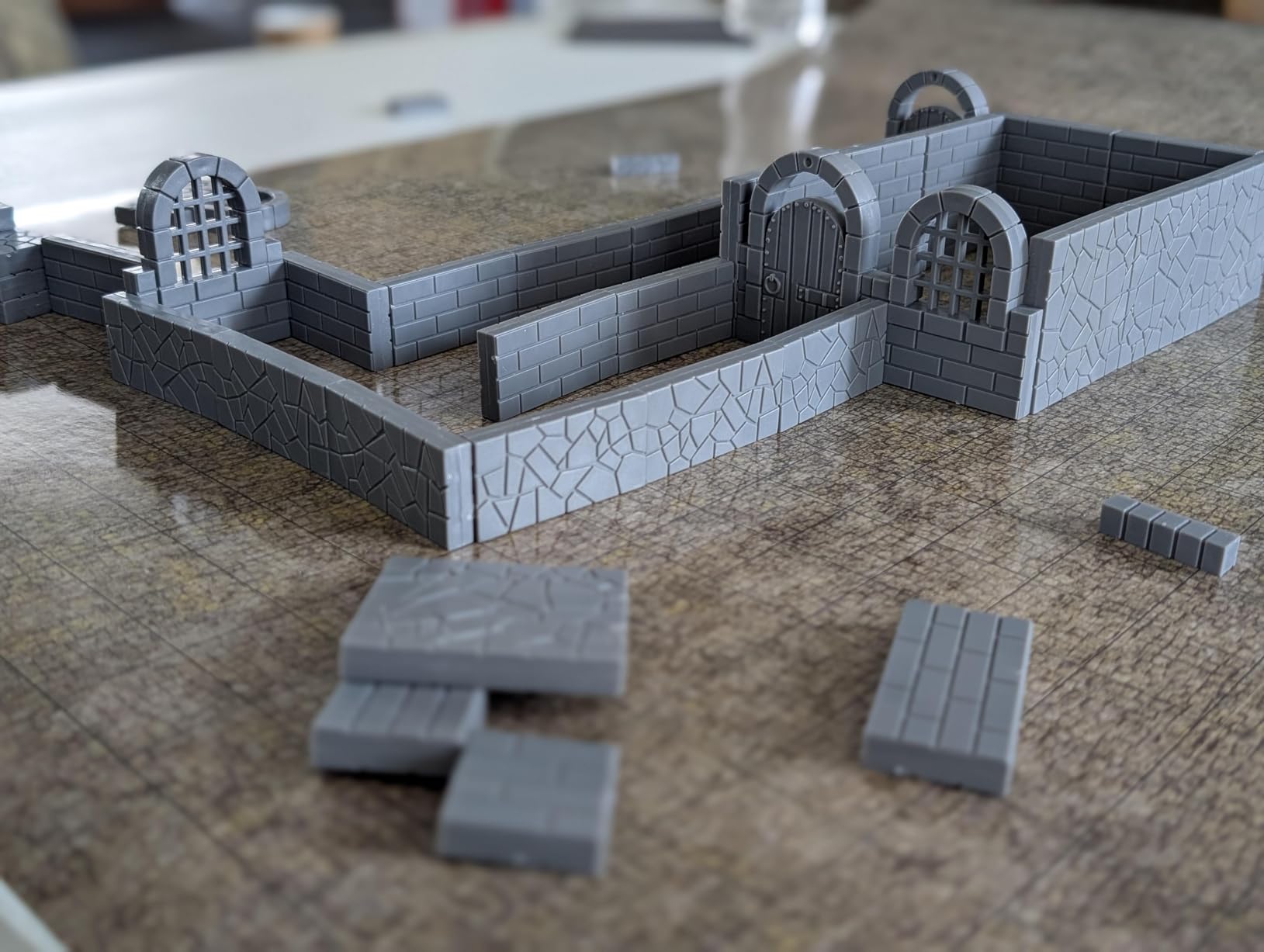 CZYY Magnetic Dungeon Tiles Set - 58 PCS Modular & Paintable Terrain Kit with Double-Sided Textured Floors, Doors & Windows - Build 3D Battle Maps for DND, Wargames & Tabletop RPGs (Basic Set) customer photo 2