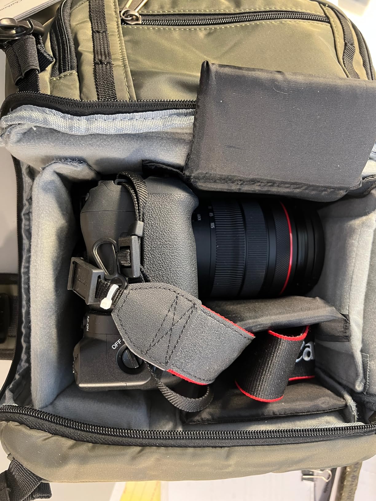 RAINSMORE Camera Bag, DSLR & Mirrorless Camera Sling Bag for Photographers Waterproof Small Camera Crossbody Case with Removable Padded Insert & Tripod Holder for Canon/Nikon/Sony/Fuji, Black customer photo 1