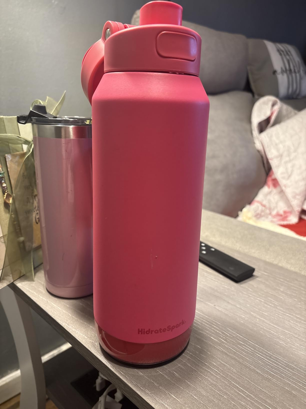 HidrateSpark PRO 2 32oz Bundle - Smart Hydration Bottle with Clinically Accurate Water Tracking & Extended Battery Life - Syncs with Apple Health, Fitbit, Smart Rings & Watches - Flamingo customer photo 1