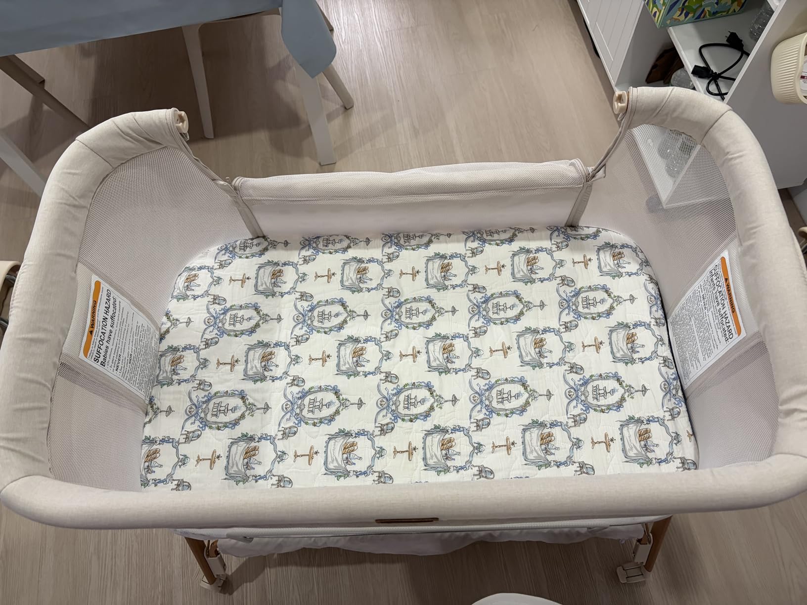 Ezebaby Baby Bassinet Bedside Sleeper: 3-in-1 Rocking Bassinet for Baby - Breathable Full-Mesh Crib with Mattress | 6 Height Adjustable | Portable Crib with Lockable Wheels for Newborns customer photo 1