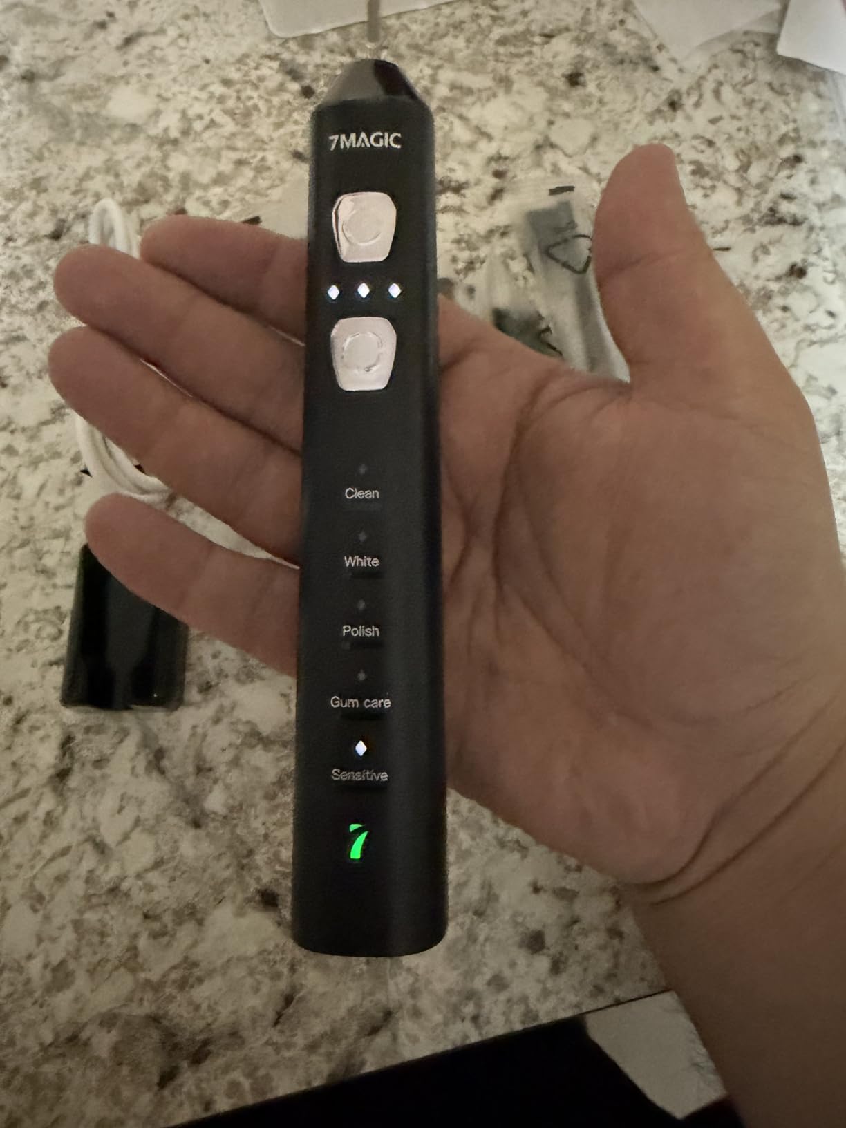 7MAGIC Sonic Electric Toothbrush for Adults and Kids - Up to 180 Days Runtime, 42000 VPM Powered Toothbrush, 5 Modes & 3 Intensities for Sensitive Teeth & Braces, Includes 8 Brush Heads, Black customer photo 1