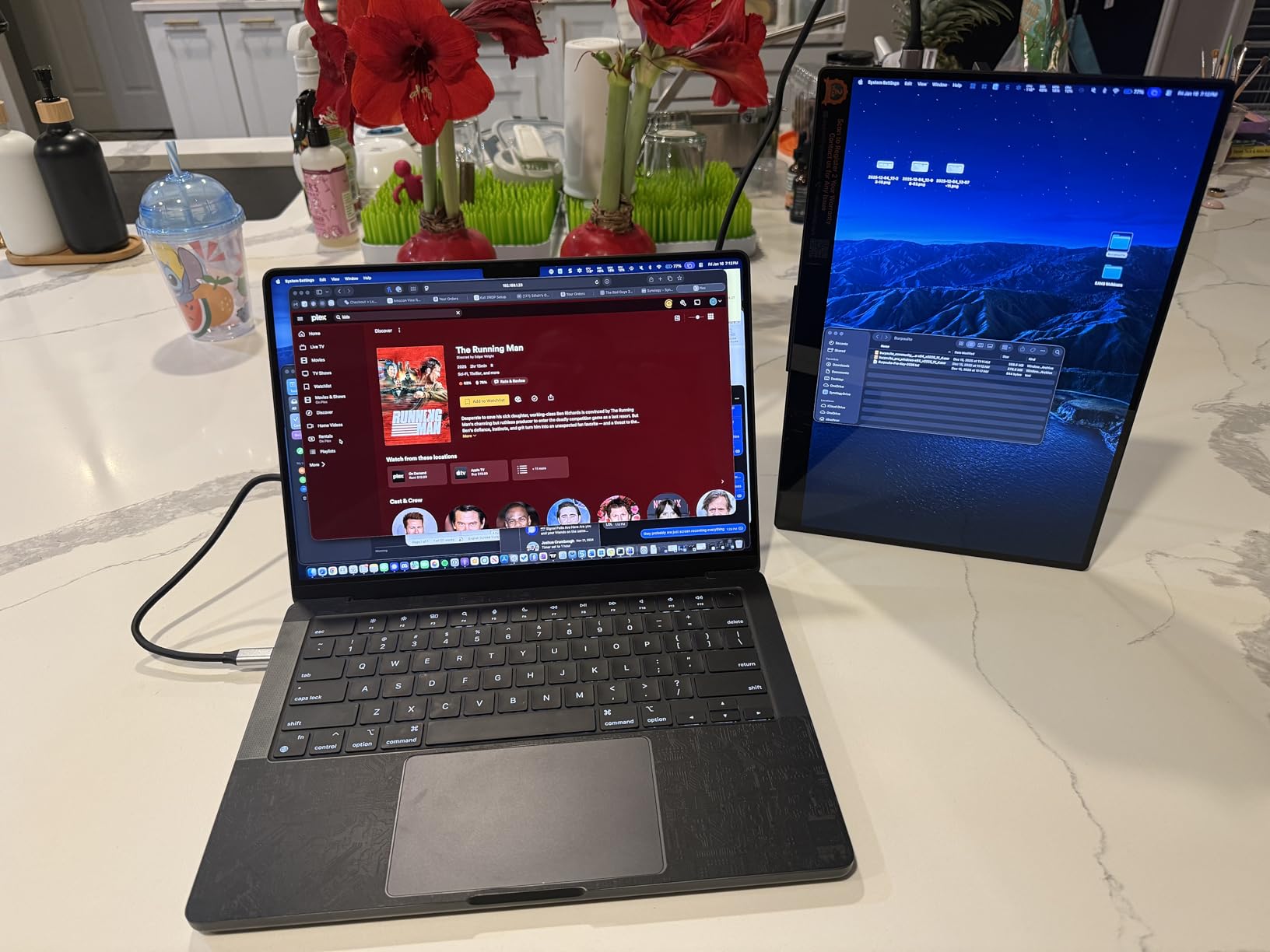 Portable Monitor 14 inch 4K 3840X2400 100000:1 100% DCI-P3 OLED HDMI USB-C Travel Monitor for Laptop MacBook PC Surface PS5 Xbox, External Display with Kickstand & Speakers, VESA Compatible customer photo 1