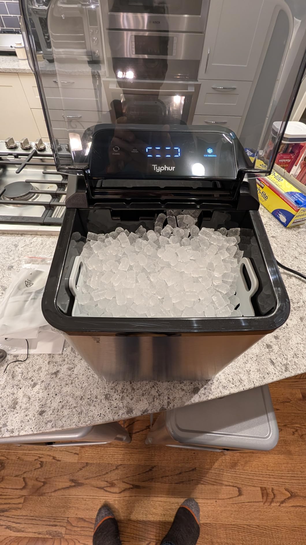 Typhur Fast Nugget Ice Maker Countertop with Self-Cleaning Pump, 35lbs/24H Crushed Pebble Ice Machine with Pellet Ice, 8 Packs Cleaner, Dual Ice Scoops for Home, Kitchen, Party, RV, Stainless Steel customer photo 2