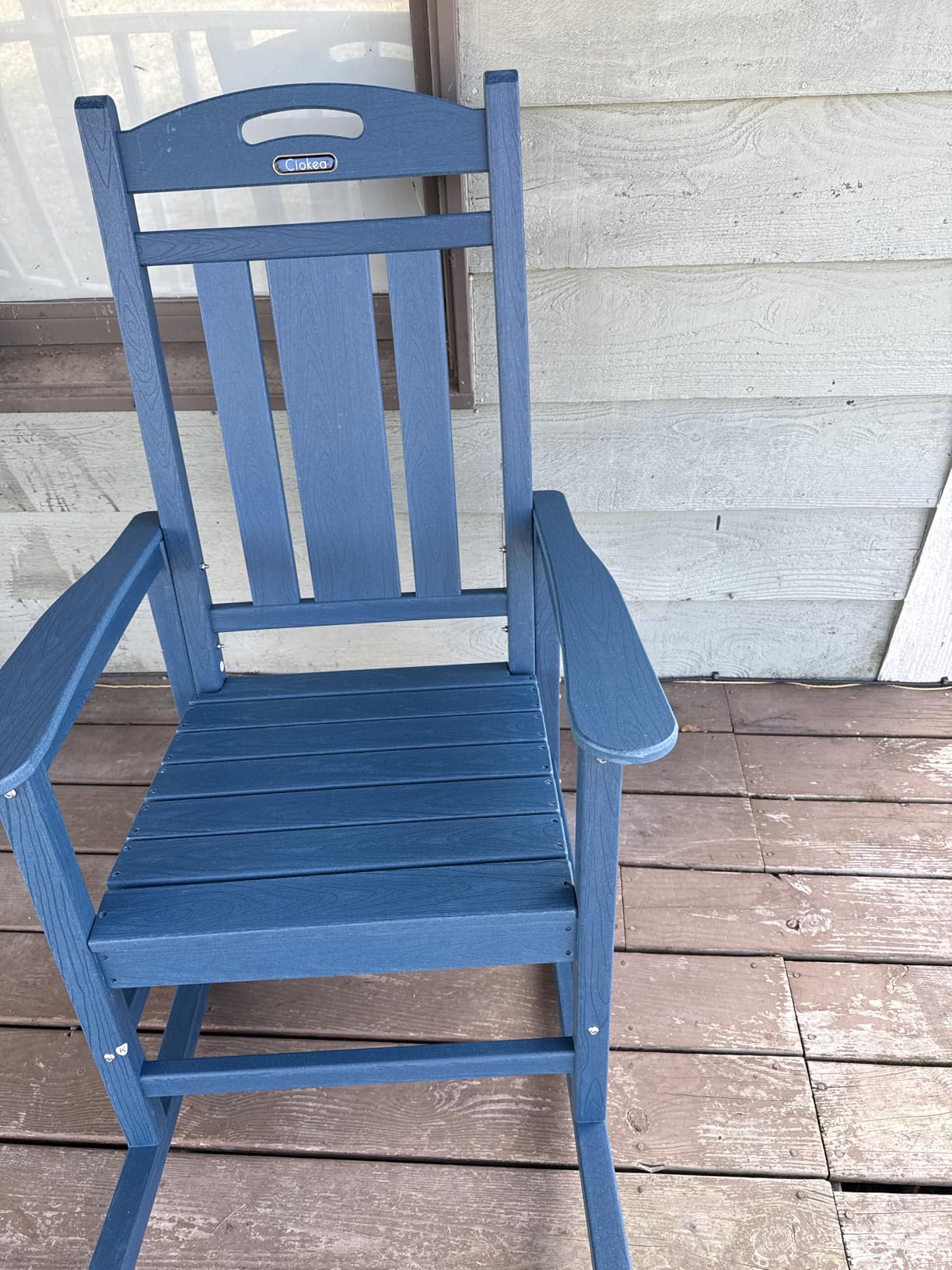 Ciokea Oversized Outdoor Rocking Chair, 380lbs Heavy-Duty Large Patio Rocker, Weather Resistant & Anti-Fade Porch Chair, High Back Cozy Rocking Chair for Outside, Fire Pit, Deck, Garden, Black customer photo 1