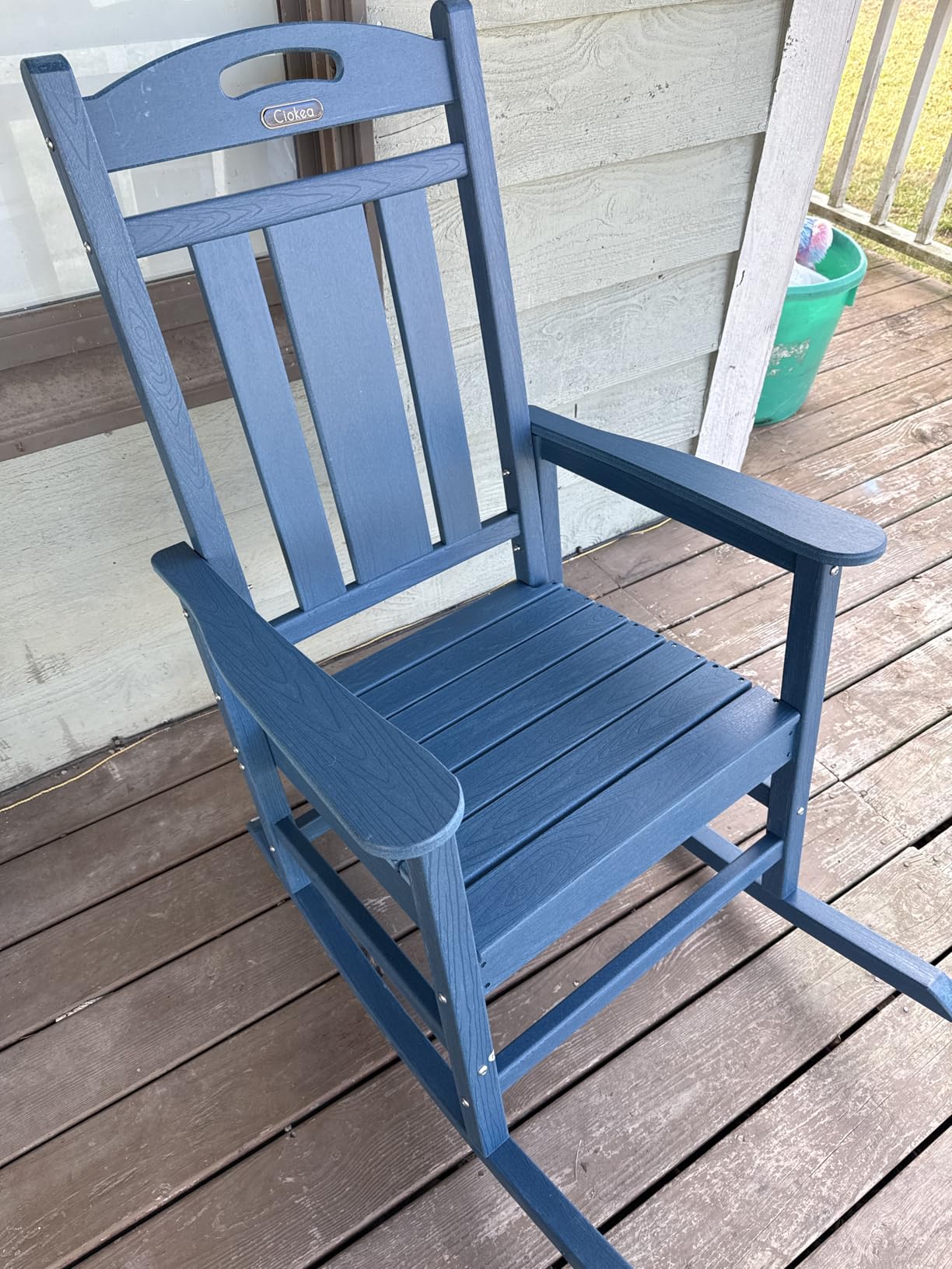 Ciokea Oversized Outdoor Rocking Chair, 380lbs Heavy-Duty Large Patio Rocker, Weather Resistant & Anti-Fade Porch Chair, High Back Cozy Rocking Chair for Outside, Fire Pit, Deck, Garden, Black customer photo 2