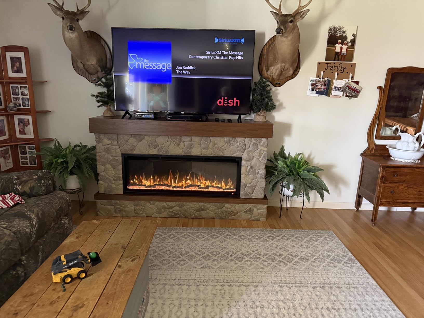 Brookstone 74 Inch Smart Electric Fireplace Mantel Package | 50 Inch Firebox Insert Heater with Remote | Warm Walnut Shelving | Multi-Color Flames | Alexa/WiFi Enabled customer photo 1