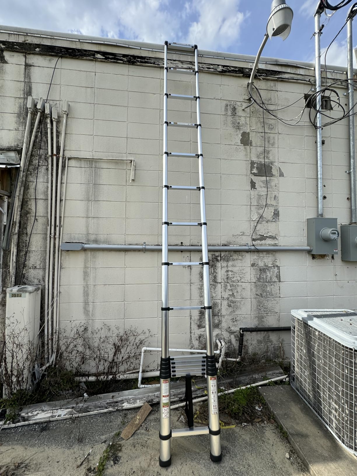 Telescoping Ladder for RV & Attic, 6.5FT Aluminum Extension Ladder with Dual Locking Mechanism, Max Load 330lbs, Compact Foldable Ladder for Roof, Home, Travel Trailer & Multi-Surface Use customer photo 1