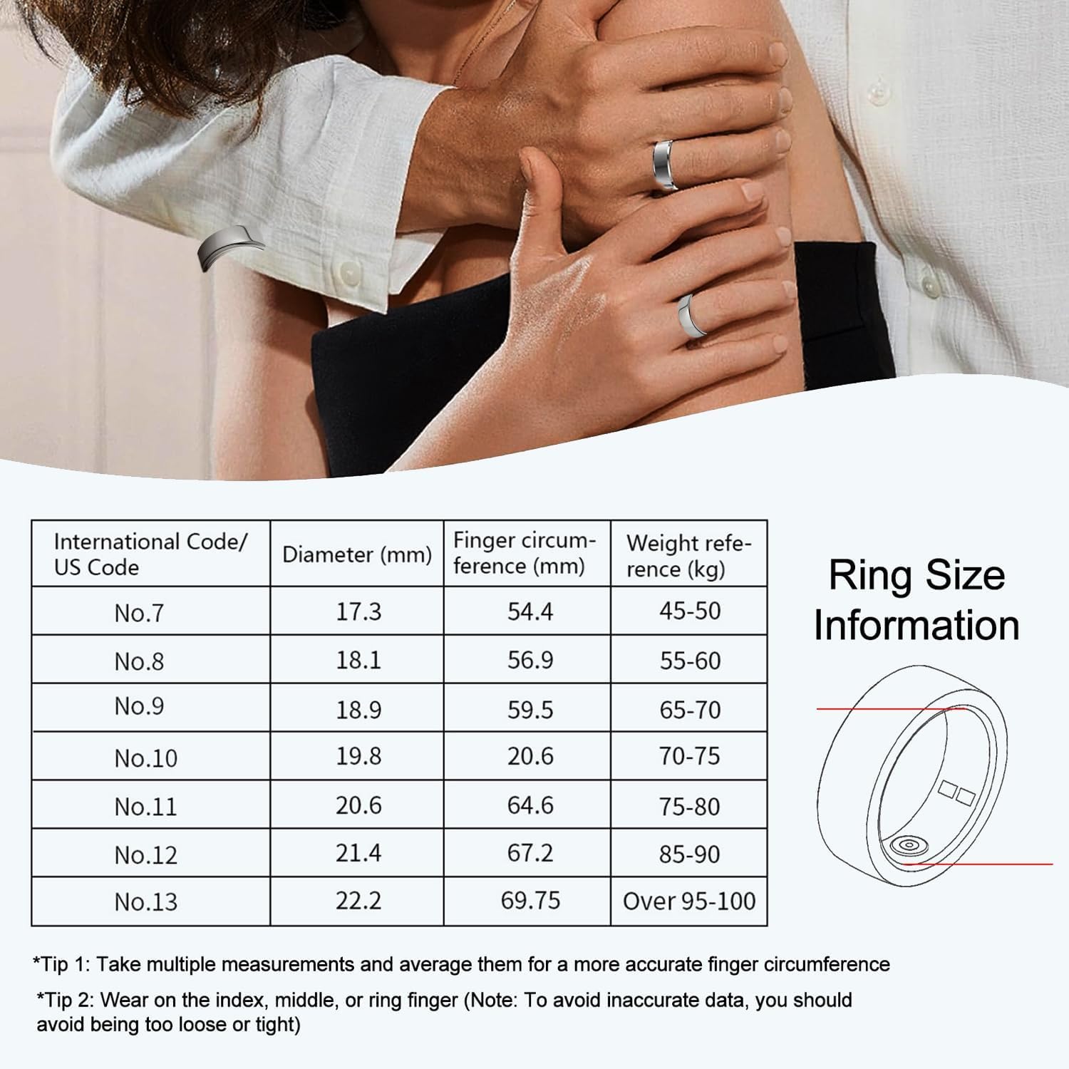 Mirlray Smart Ring for Women & Men, Smart Ring Health Tracker, Blood Oxygen & Heart Rate Monitor, Long Lasting Battery Sleep Ring, Waterproof Fitness Ring (Gold, 7) customer photo 2