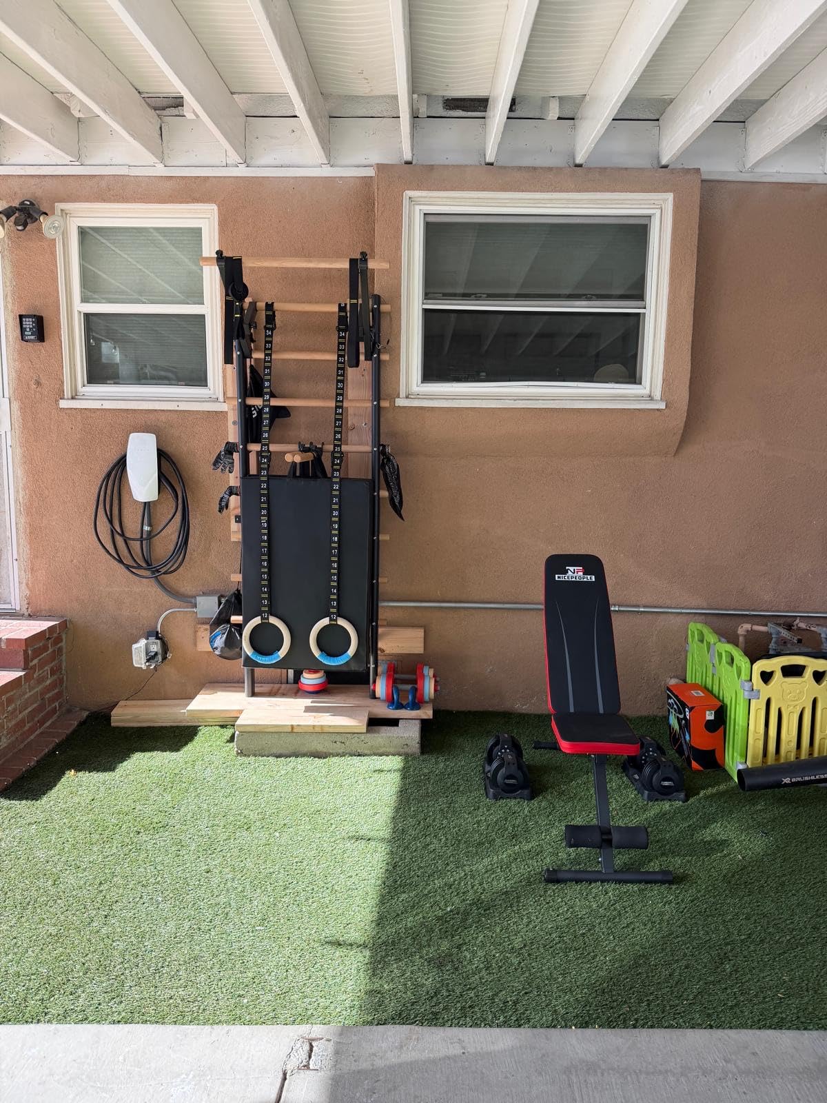 PreGymnastic Stall Bars, Swedish Ladder for Adult and Kids, Wall Bar with Wood Rods, Durable Steel Frame, Adjustable Pull Up and Dip for Strength, Flexibility at Home Gym, Studio customer photo 2