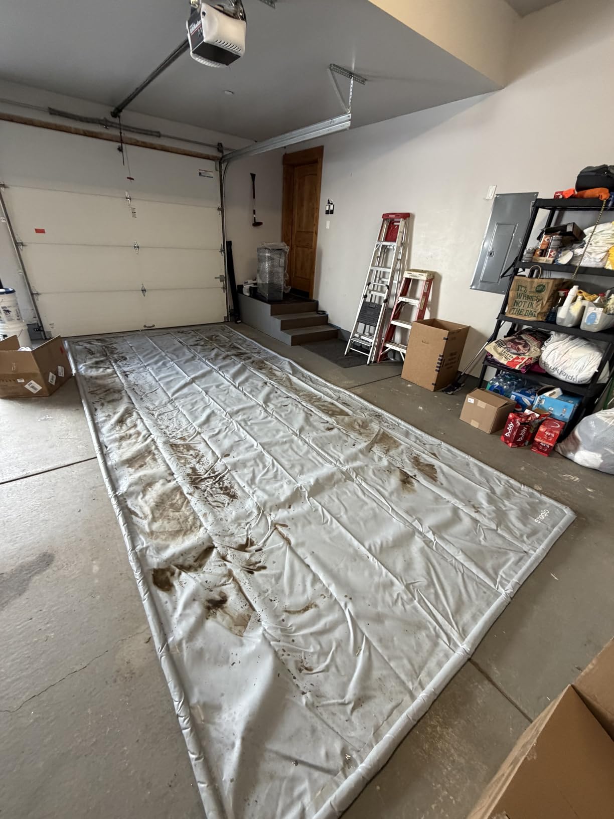 Garage Floor Mat, Containment Mats for Under Car with Raised Edge Waterproof, Non-Slip Heavy-Duty 1000D PVC for Floor Against Snow, Rain & Mud customer photo 1