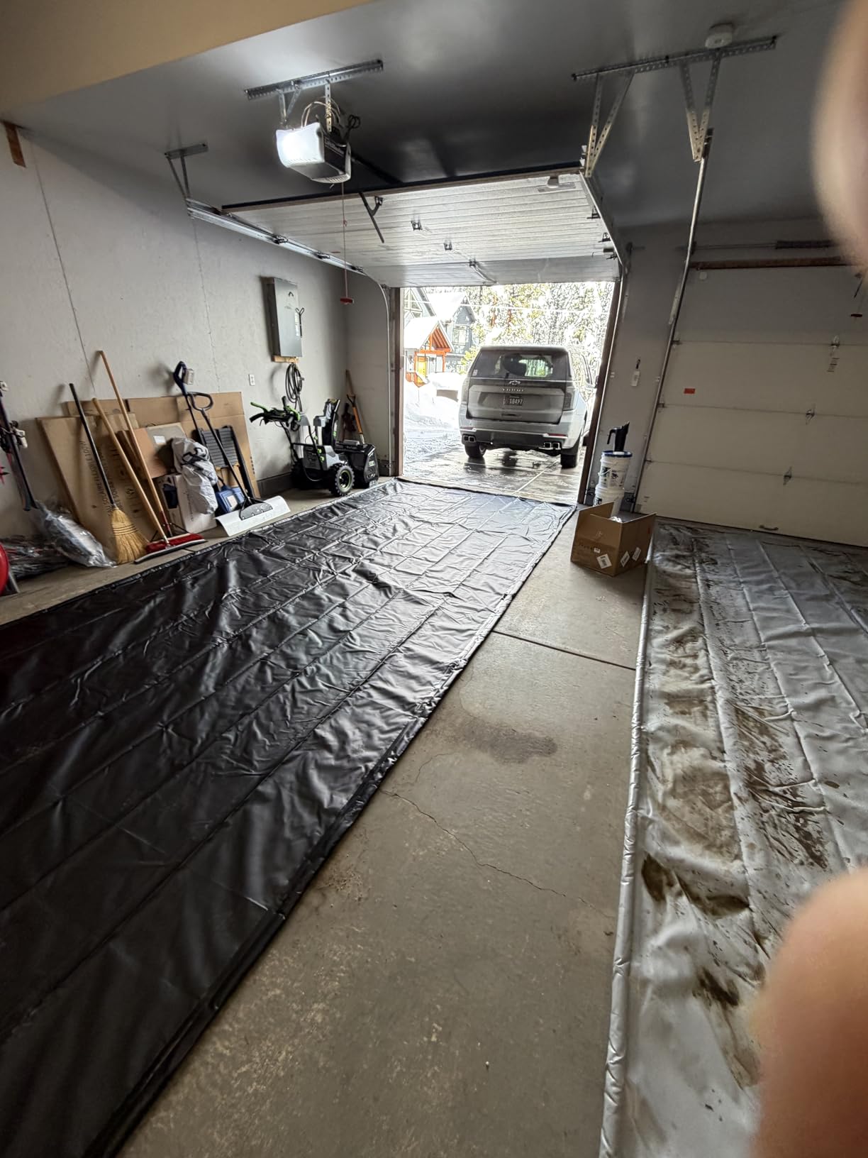 Garage Floor Mat, Containment Mats for Under Car with Raised Edge Waterproof, Non-Slip Heavy-Duty 1000D PVC for Floor Against Snow, Rain & Mud customer photo 2