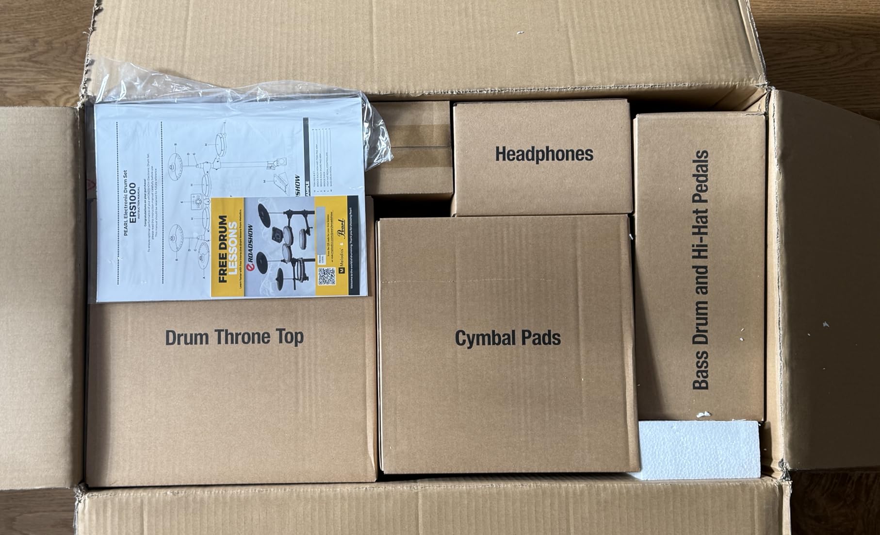 Pearl ERS1000 eRoadshow Electronic Drum Set, Complete Kit with Four Quiet Mesh Pads, Two Pedal Controllers, Cymbal Pads, Throne, Drum Rack, Headphones, and Sticks customer photo 2