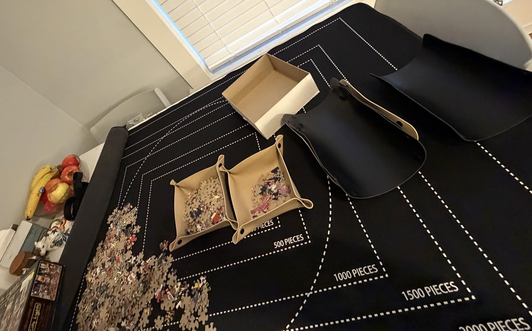 Jigsaw Puzzle Mat Roll Up, Saver Pad 53 x 35 Non-Slip Rubber Bottom & Smooth Top Portable Keeper Up to 3000 Pieces with 6 Puzzle Sorting Trays & Travel-Friendly Storage Bag customer photo 2