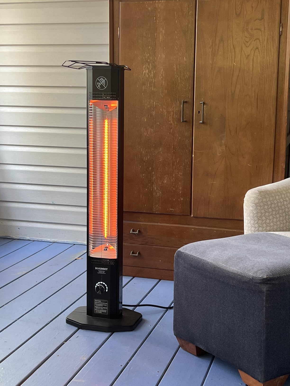 Outdoor Electric Patio Heater, Haimmy 34- inch Outdoor Electric Patio Heater, 1500W Instant Heating, 3 Heat Levels, Tip-Over & Overheat Protection, IPX5 Waterproof Portable Garage Heater Porch Indoor customer photo 2