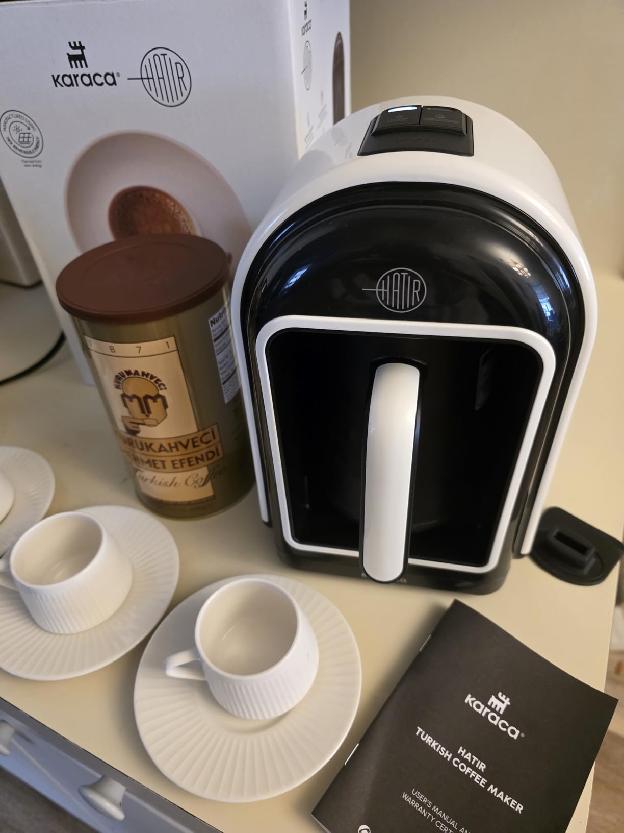 KARACA Hatır Turkish Coffee Maker, 5 Cups Electric Turkish Coffee Machine with Ember Mode, Automatic Temperature Control, Overflow Protection, Audible & Visual Alerts, Cream customer photo 2