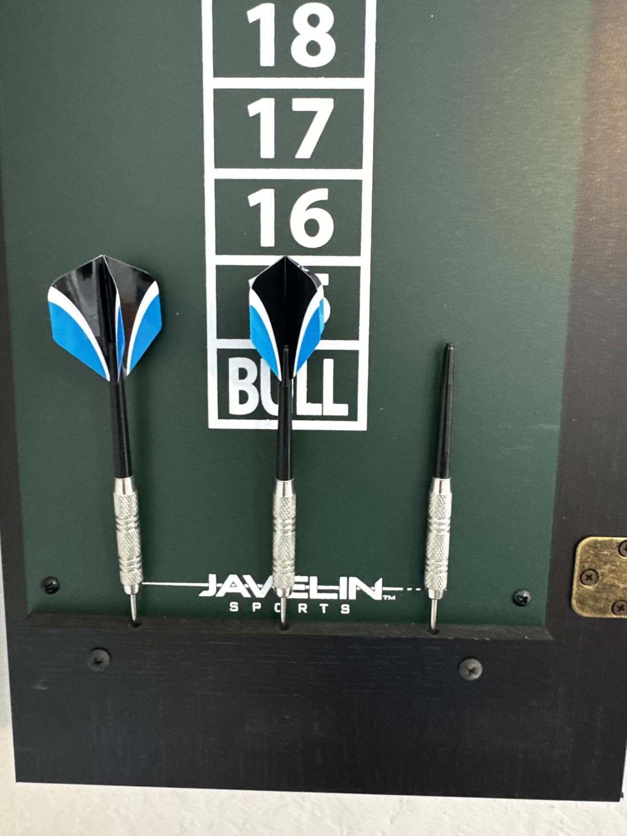 EastPoint Sports Official Size Dart Board Cabinet Set- Easy-Assembly & Complete with 6 Deluxe Steel Tip Darts and Accessories -Premium Darts Set with Scoreboard for Bar Games & Indoor Games customer photo 1