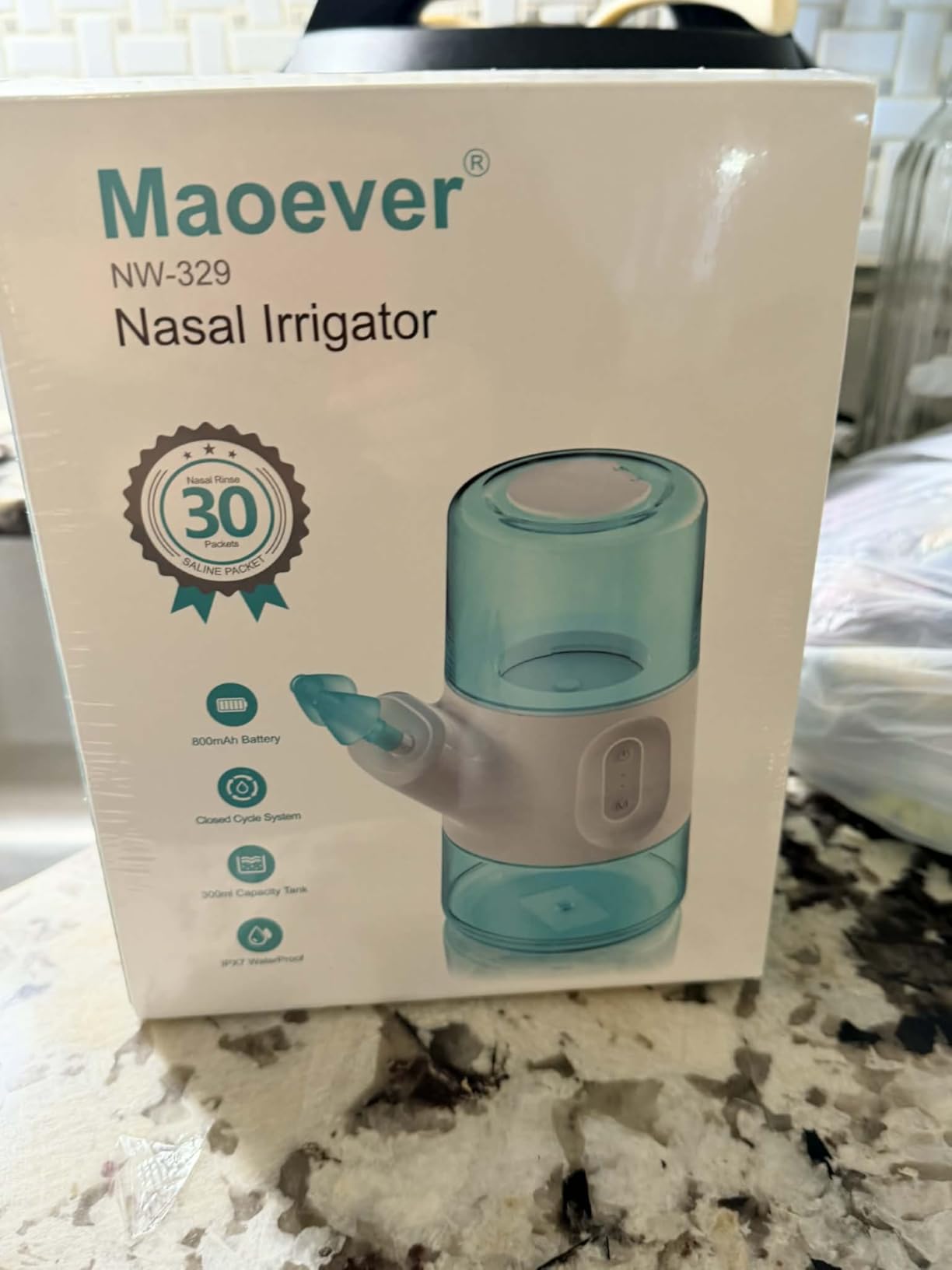 MAOEVER Nasal Irrigation System - Sinus Rinse Machine with Dual Water Tank, Automatic Waste Collection & Adjustable Water Flow, Congestion & Sinus Care, Positive Pressure(301ml) customer photo 1