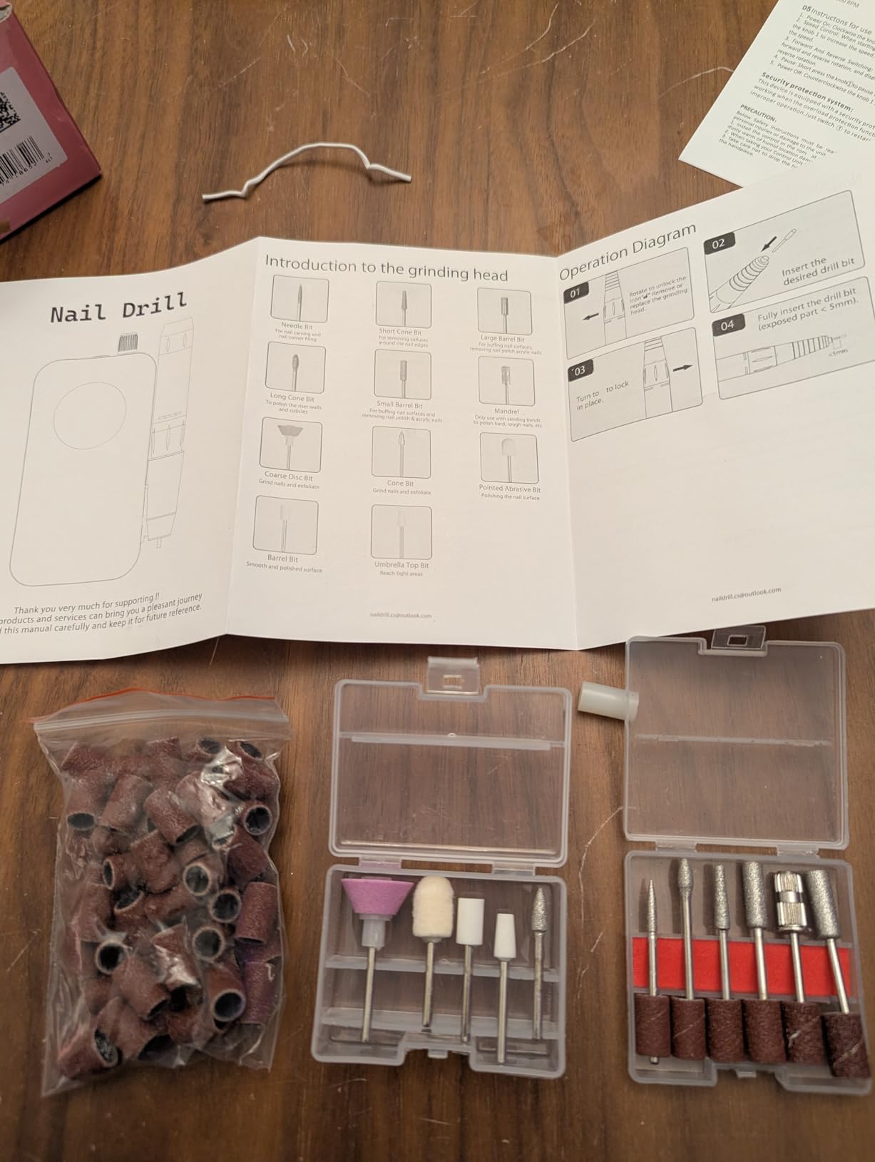 Professional Nail Drill Electric File 45000RPM, Portable Rechargeable Electric Nail File with 11 Drill Bits & 50 Sanding Bands, Low Noise Nail Drill Kit for Acrylic Gel Nails, Salon & Home Use, Pink customer photo 1