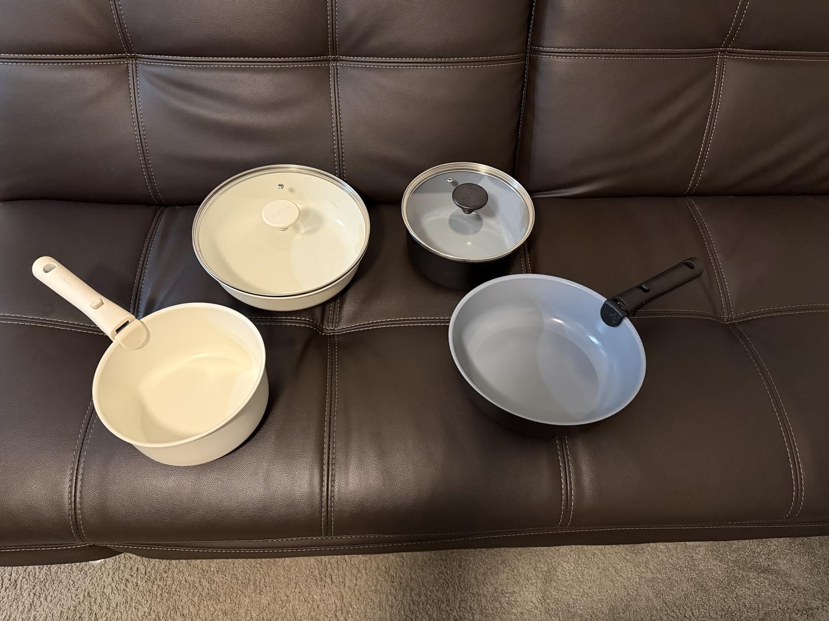 CAROTE 19PCS Ceramic Cookware Sets, Black and Gray, Pots and Pans Set Non Stick Non Toxic, Induction Cookware, Kitchen Cookware Sets, Pots Set for Healthy Cooking customer photo 1