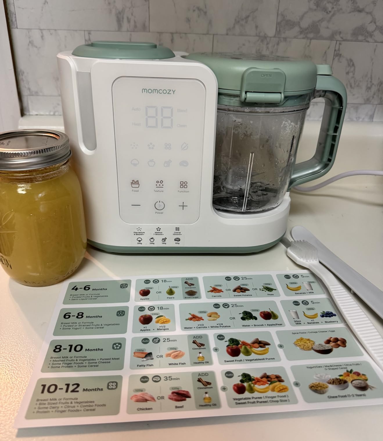 Momcozy AutoMeal Baby Food Maker - One-Step Auto Steam & Blend Food Processor, 15oz Large Cup & 6-Blade Design, Self-Cleaning, Auto 3-Stage Texture Settings for Effortless Homemade Baby Puree customer photo 2