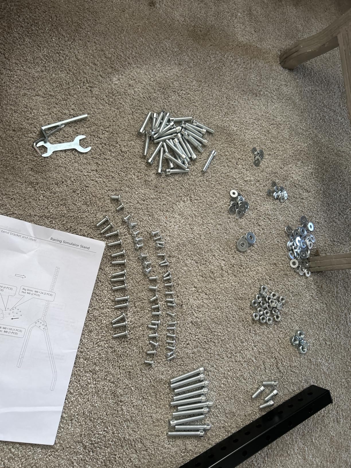 Marada Sim Racing Triple Monitor Stand with Wheels Compatible with 27/32-inch Displays Height and Tilt Adjustable, A-Frame Base for Flight & Driving Simulator Cockpit Rig customer photo 1