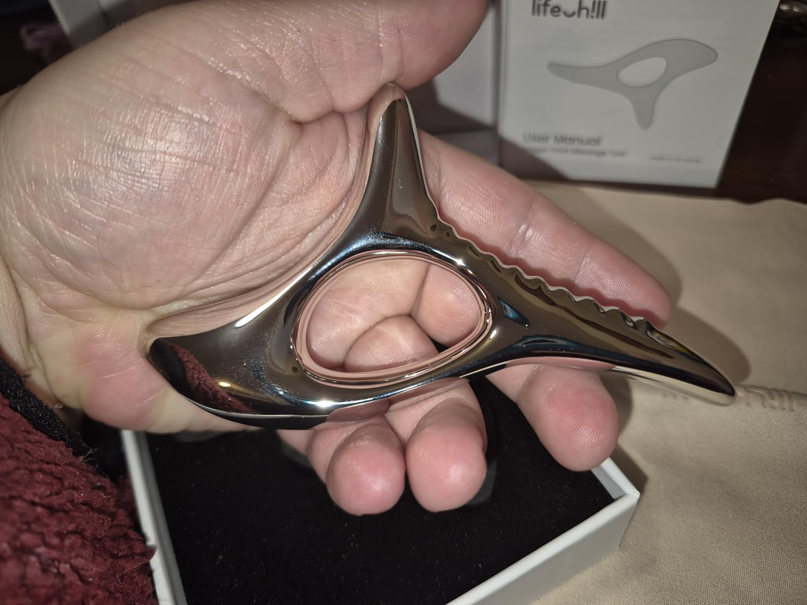 lifechill Trigger Point Massage Tool for Deep Tissue, Muscle Scraper Tool for Fascia Release, Metal Body Gua Sha Tool, Lymphatic Drainage Massager, Thumb Saver,Scar Tissue Massage,Acupressure Tool customer photo 1