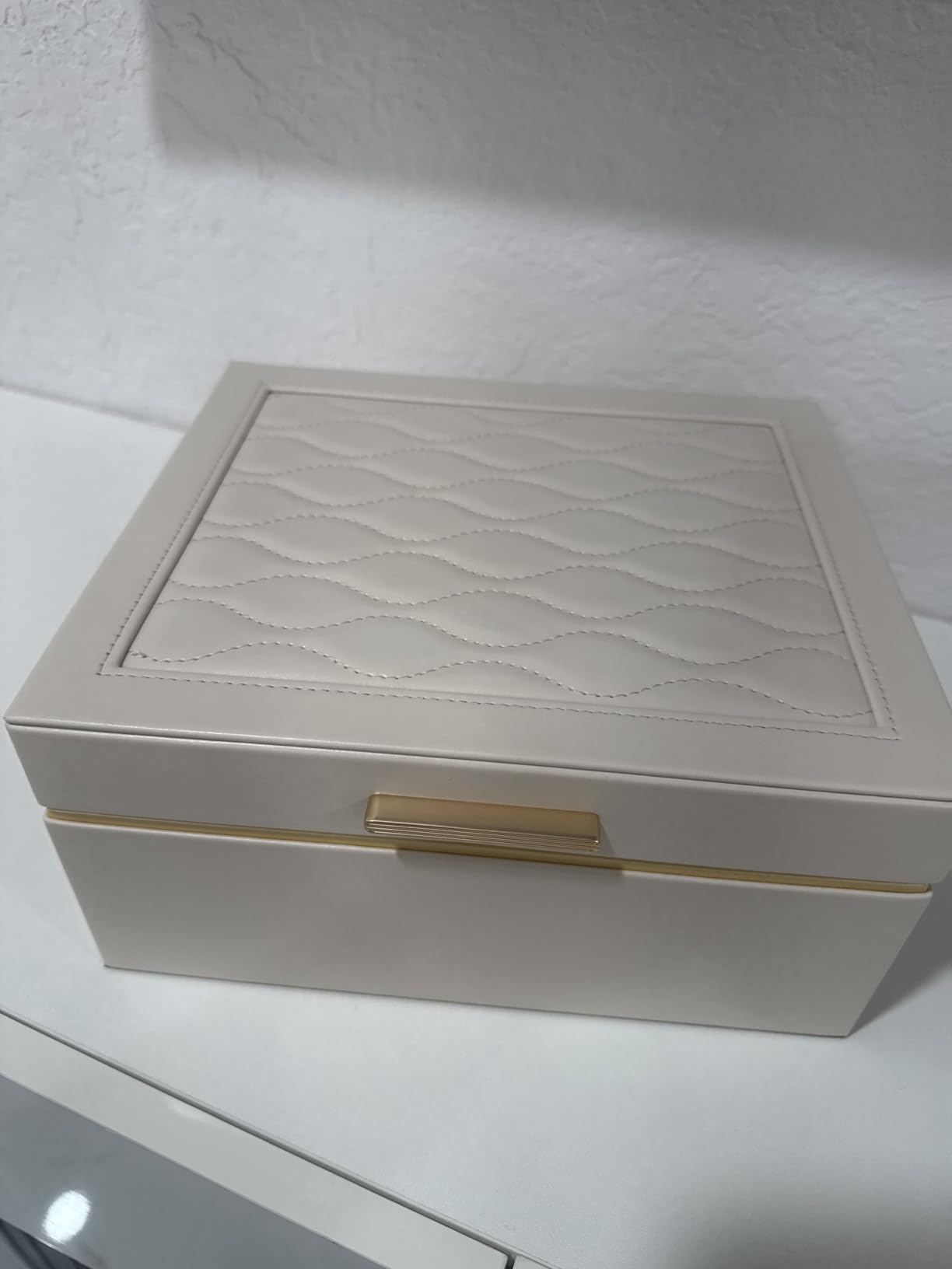 Lolalet Jewelry Box Organizer for Women Girls, 2 Layer Jewelry Organizers and Storage for Necklace Earrings Rings Bracelets, Large Jewellery Holder Case Birthday Valentine Gifts -Cream customer photo 2