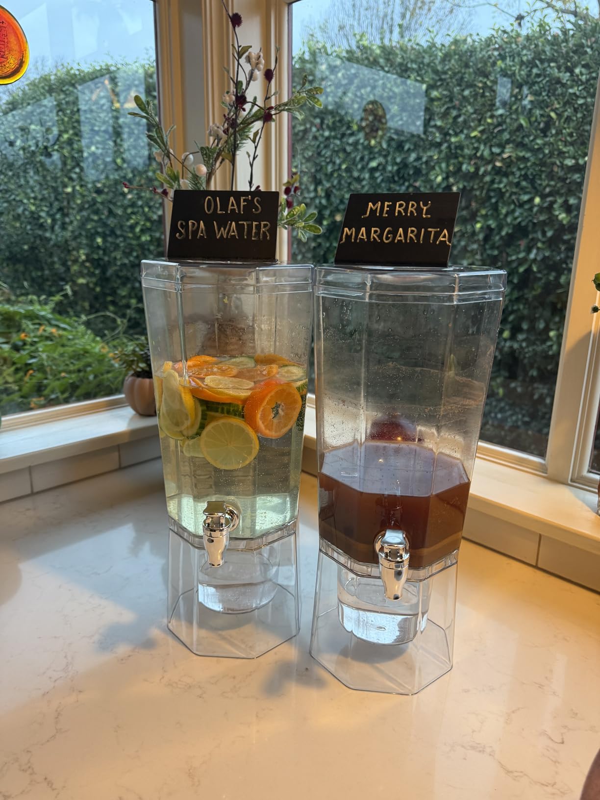 Lifewit 1 Gallon Drink Dispenser for Parties 2 Pcs, 4L Plastic Beverage Container with Stand for Juice/Tea/Soda & Lemonade, Clear Water Pitcher with Spigot for Mimosa Bar Hosting 39 x 16 cm/15x6