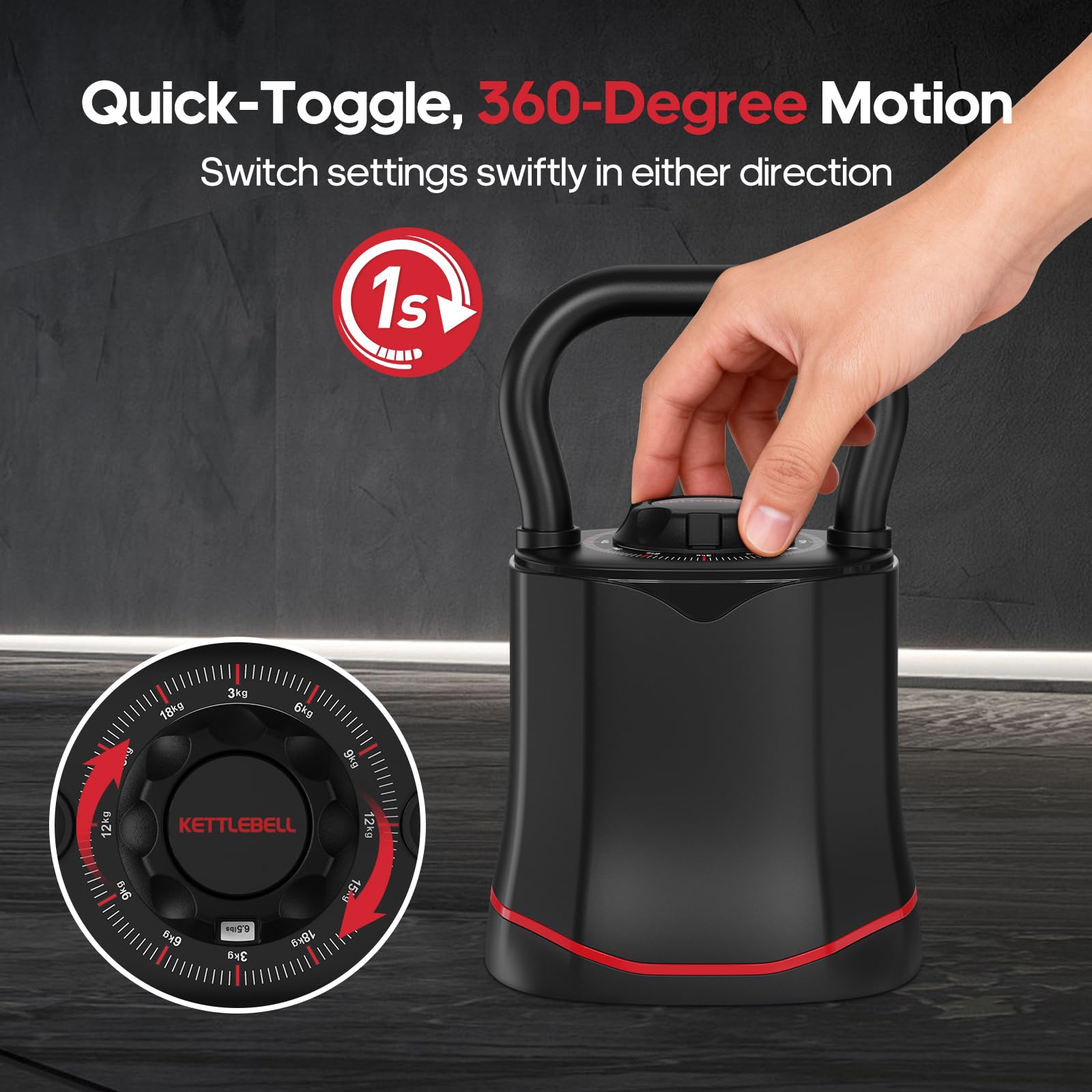 HXD-ERGO Adjustable Kettlebell, 6-in-1 Quick-Switch Kettlebell Sets (6.5-40 LBS) with Two-Way Rotation, Space Saving Kettlebells Adjustable Weight for Full Body Workouts at Home Gym customer photo 2