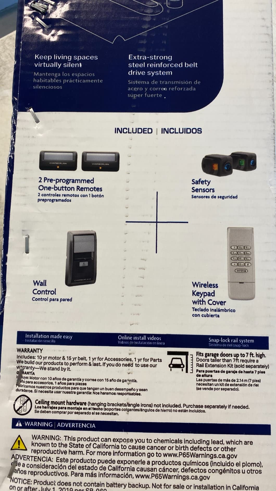 Chamberlain 3/4 HP Belt Drive Smart Garage Door Opener with Fixed Camera, Battery Backup, 2-Bulb Lighting, and myQ Connectivity customer photo 2