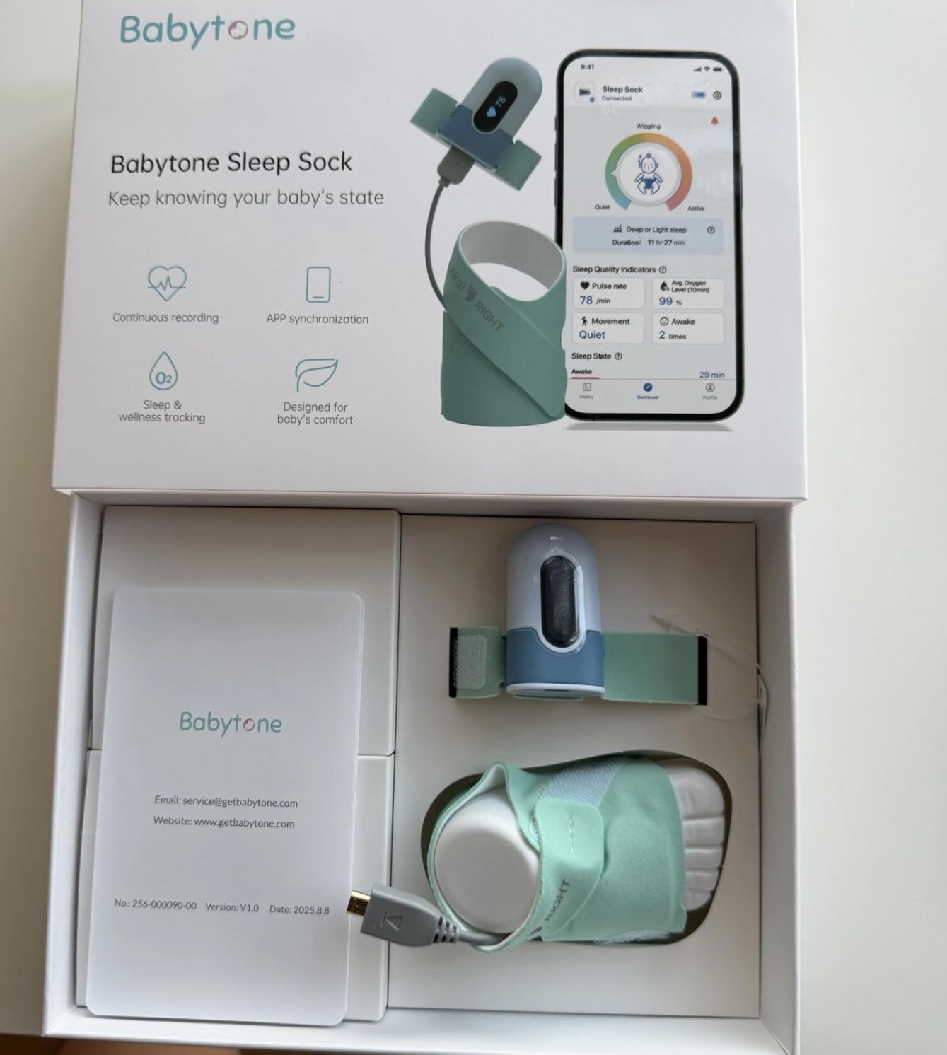 Babytone Baby Sock Monitor, Tracks Real-Time Heart Rate and Movement, with Notification and Sleep Patterns, Smart Baby Monitor No WiFi with Bluetooth and Free APP, for 0-36 Months Newborn customer photo 2