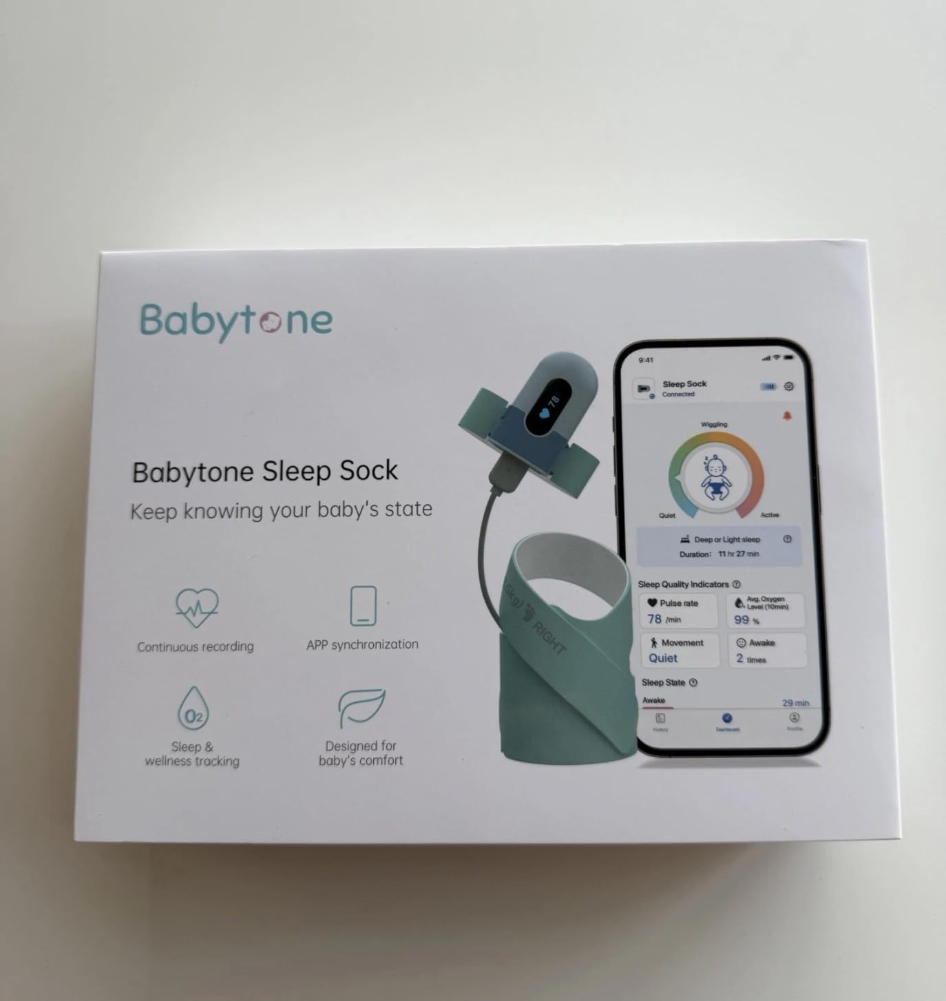 Babytone Baby Sock Monitor, Tracks Real-Time Heart Rate and Movement, with Notification and Sleep Patterns, Smart Baby Monitor No WiFi with Bluetooth and Free APP, for 0-36 Months Newborn customer photo 3