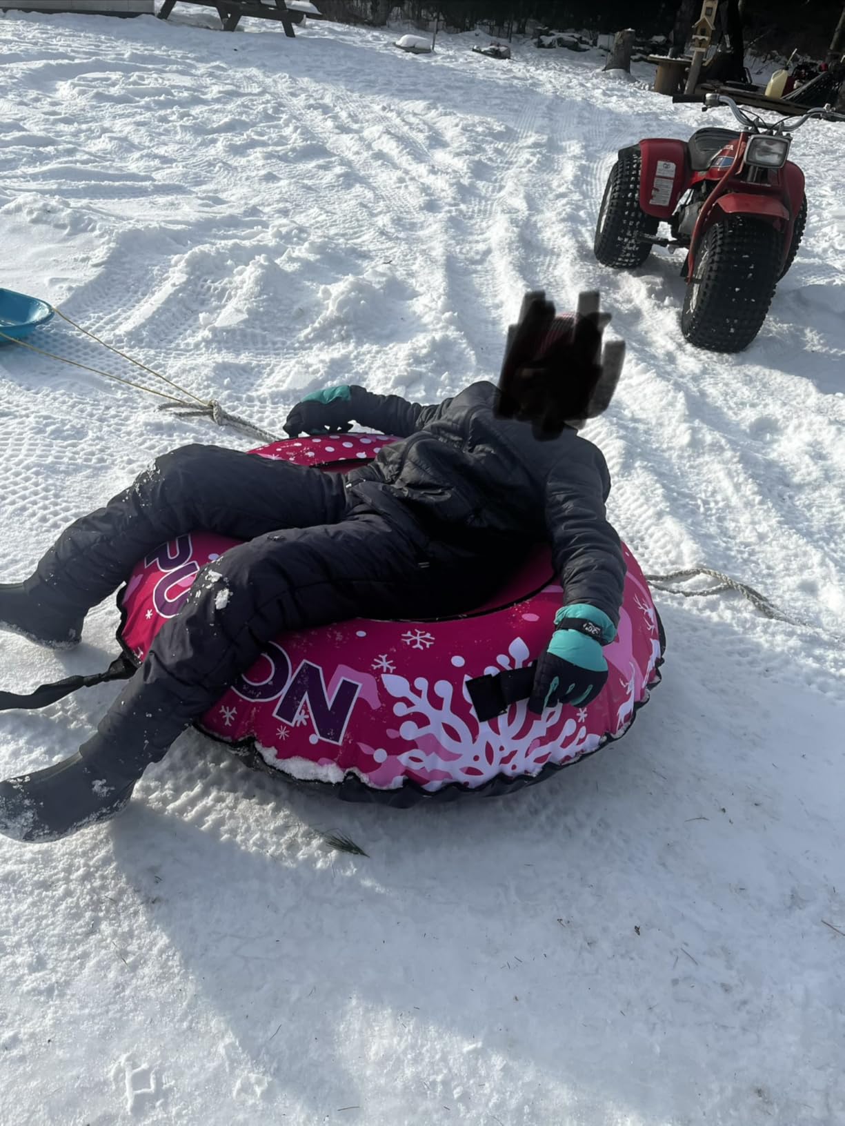 Inflatable Snow Tube Sled, Heavy Duty Snow Tubes for Sledding with Premium Canvas Cover for Kids Adults, Winter Outdoor Snow Toys Gift, Christmas Birthday Gift for Children Family customer photo 2