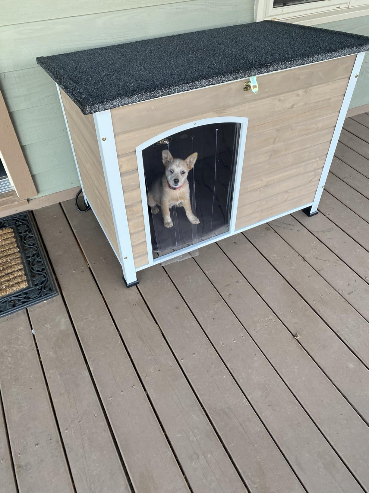 GUTINNEEN Extra Large Heated Dog House Outdoor Insulated for Winter, Weatherproof Dog Kennel with Anti-Chewing Iron Frame, Insulated Dog Shelter for Large Breed (Grey, 59.1'' Large) customer photo 1