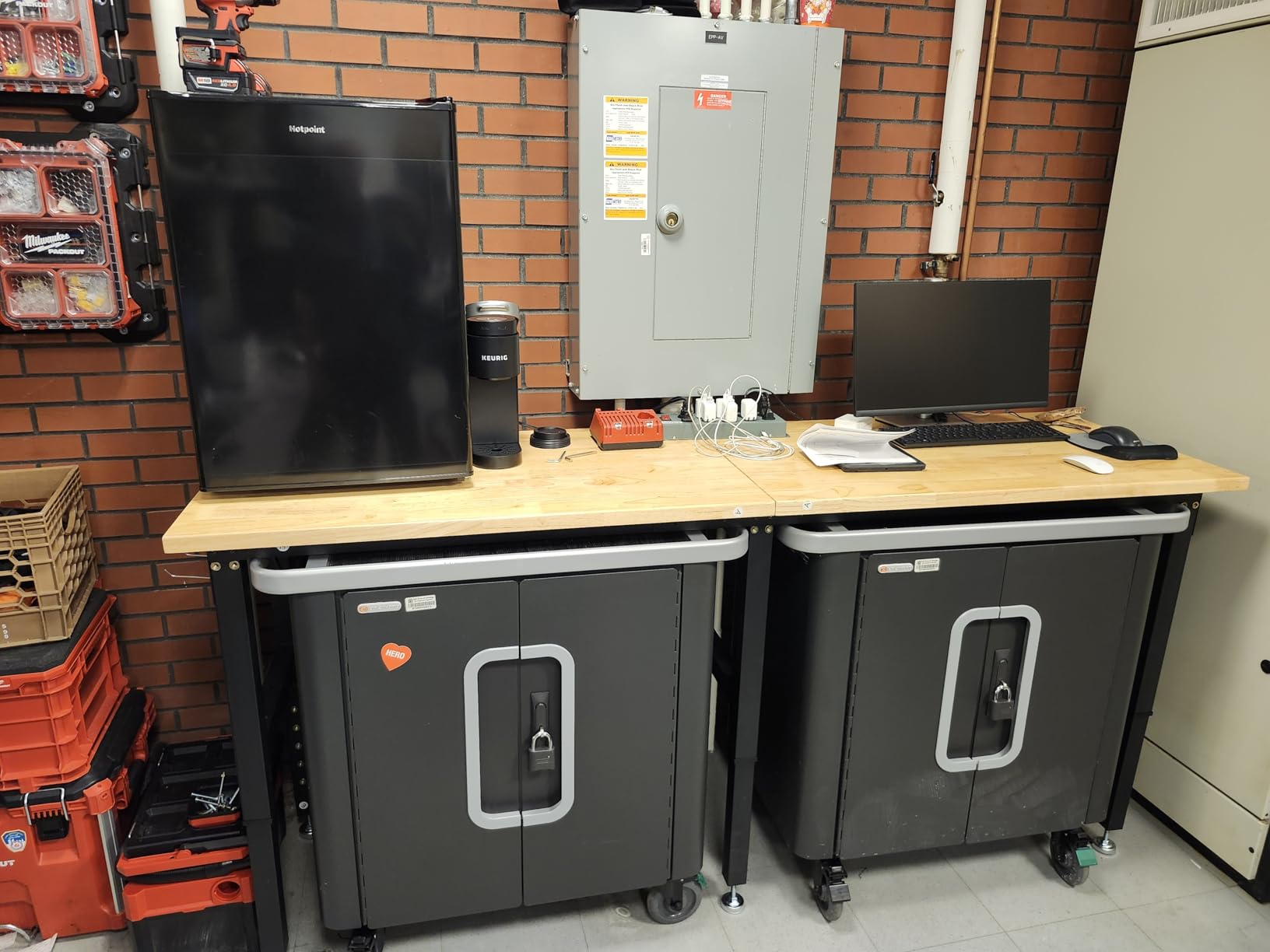 96 Heavy Duty Workbench, 5000 LBS Capacity Adjustable Work Bench with Pegboard and Power Outlet, Rubber Wood Work Table for Garage, Office, Workshop, Home customer photo 1